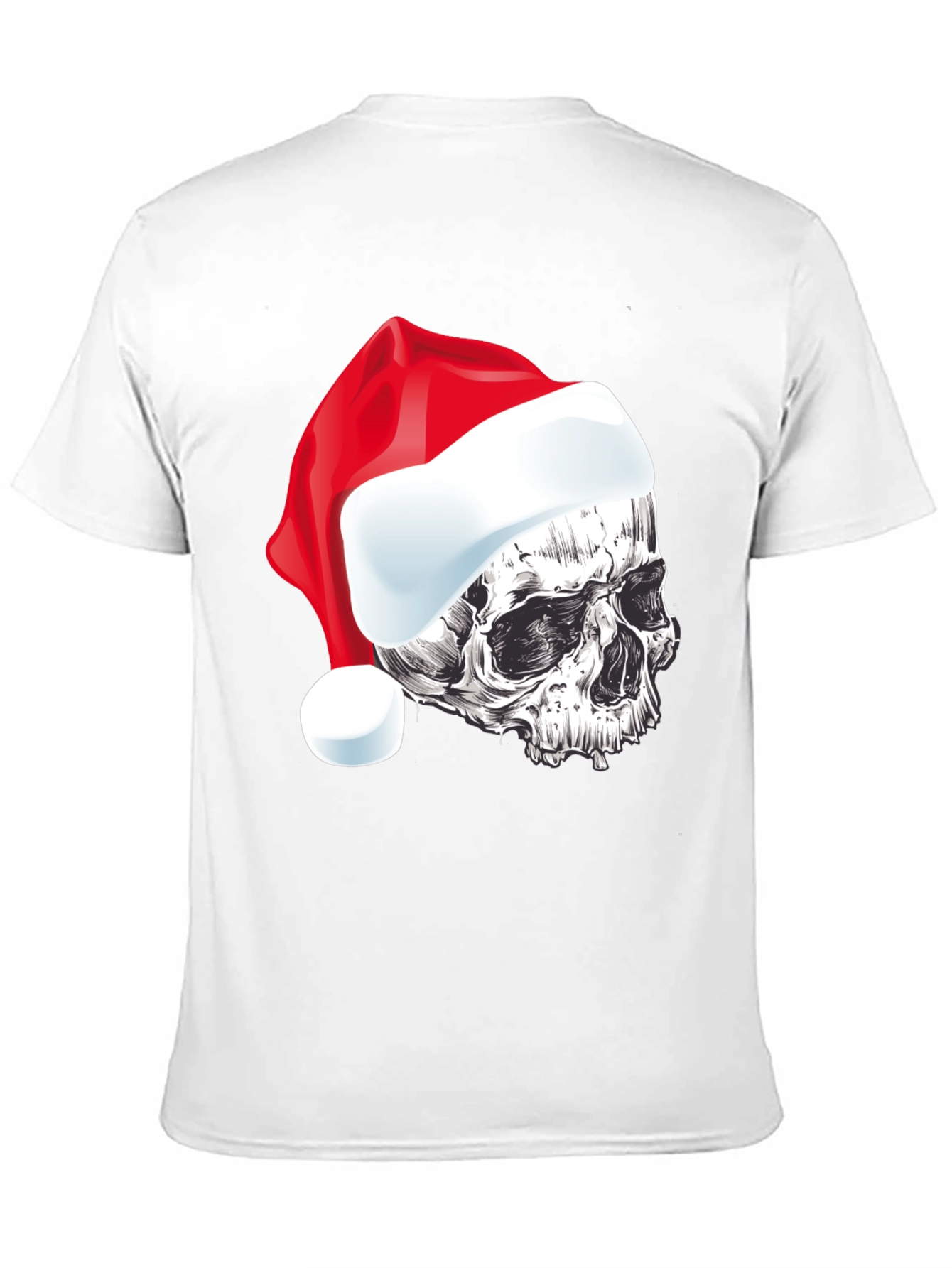 Skull Santa Hat Graphic Tee - Holiday Style