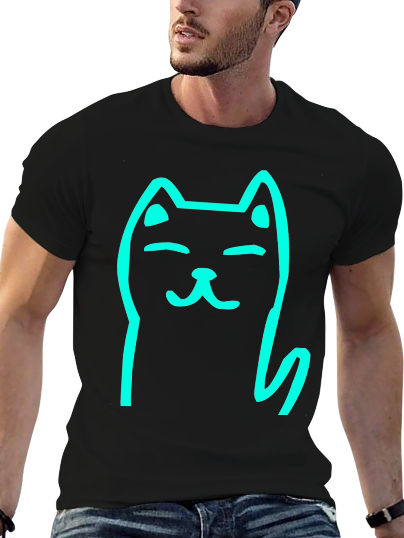Cool Cat Graphic T-Shirt - Black Tee