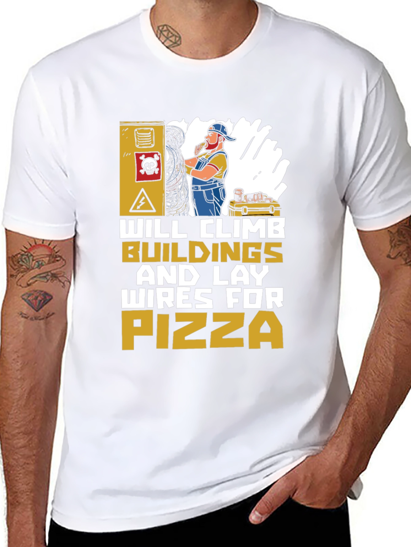 Electrician Pizza Lover T-Shirt - Funny Worker Gift