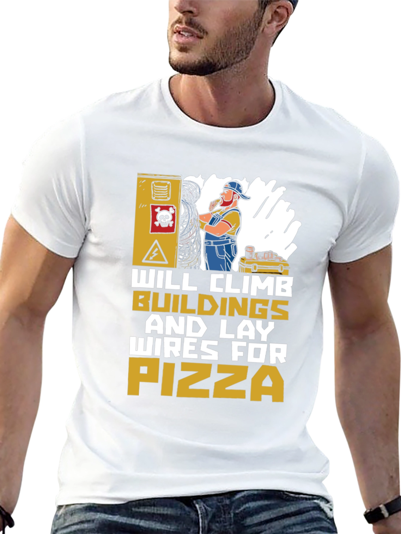 Electrician Pizza Lover T-Shirt - Funny Worker Gift