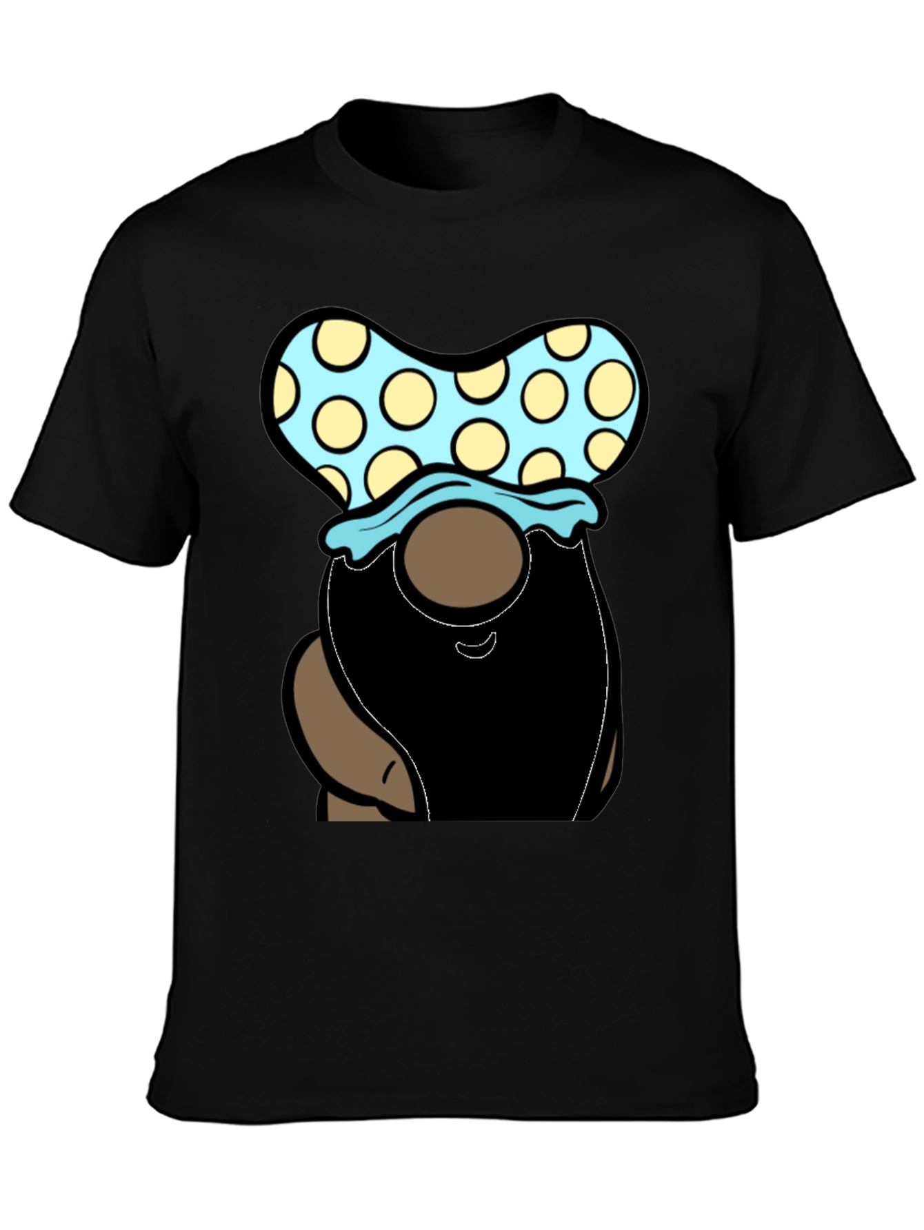 Gnome T-Shirt - Polka Dot Hat Black
