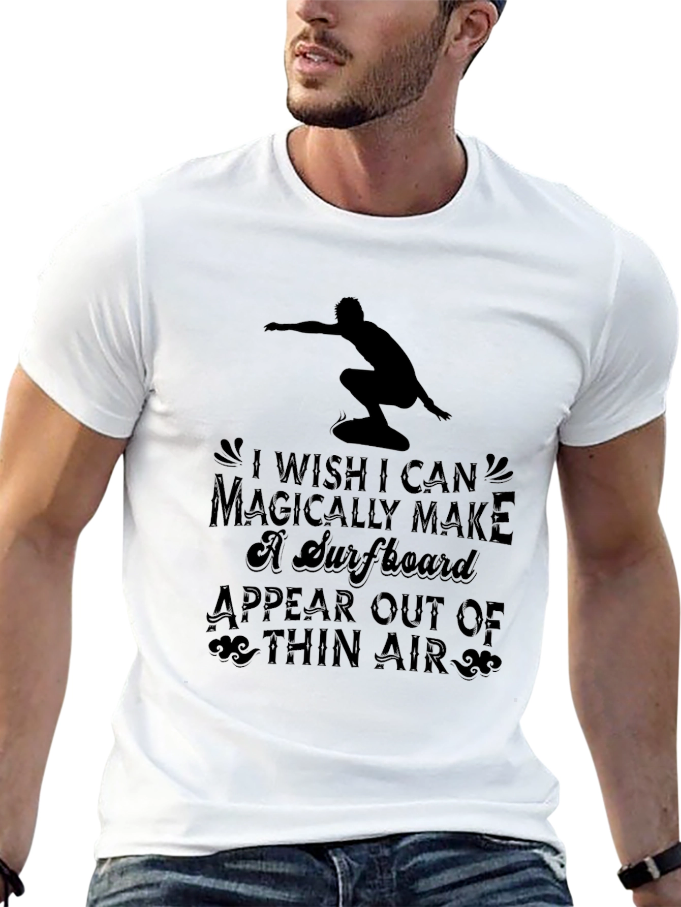 Magically Make a Surfboard Mens Black T-Shirt