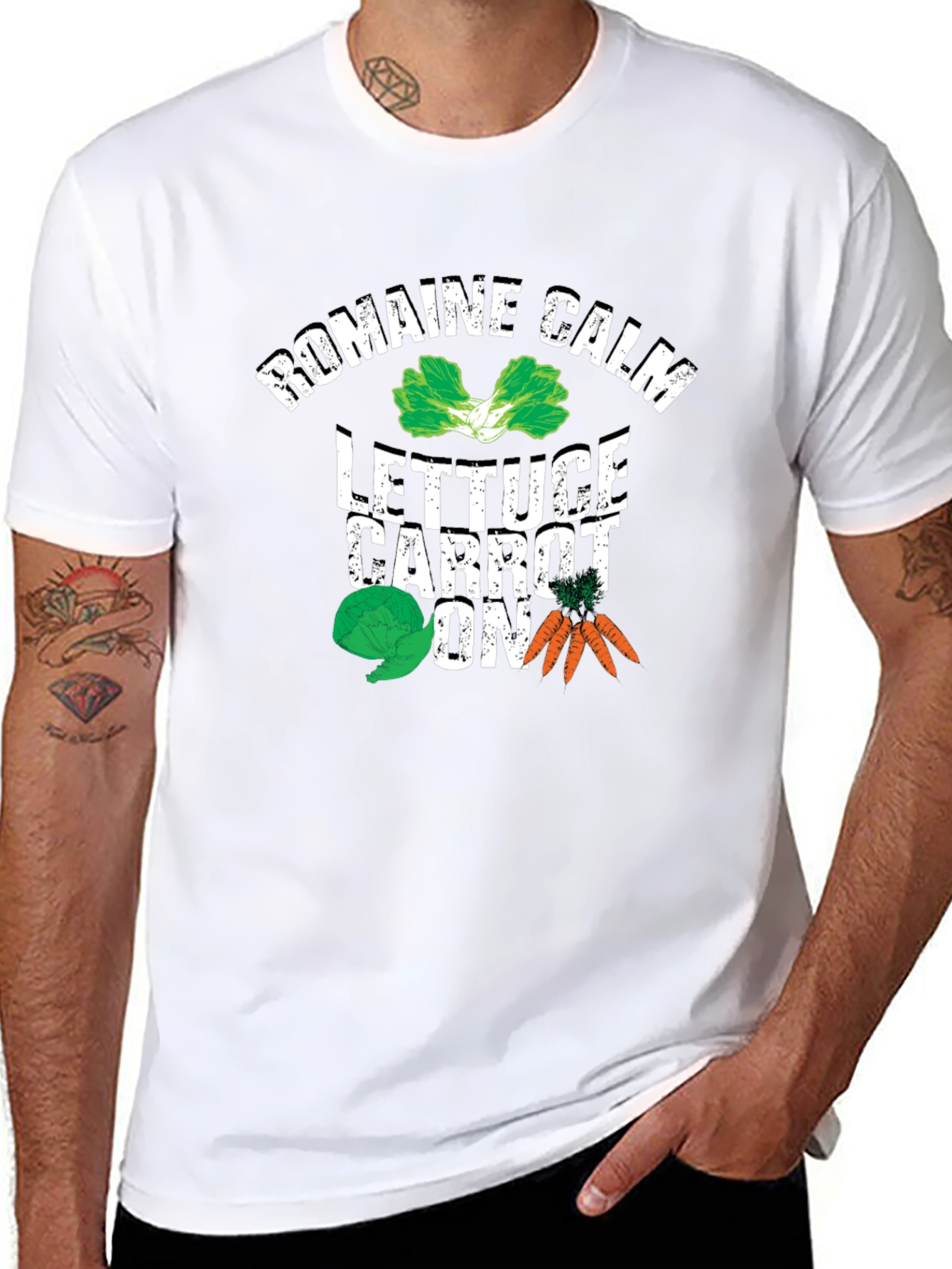 Romaine Calm Lettuce Carrot On Graphic T-Shirt