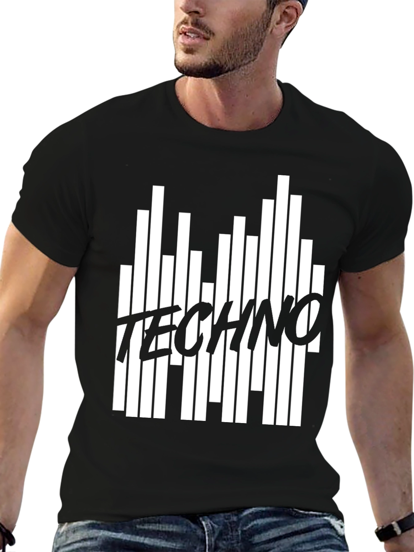 Techno Music Black Graphic T-Shirt
