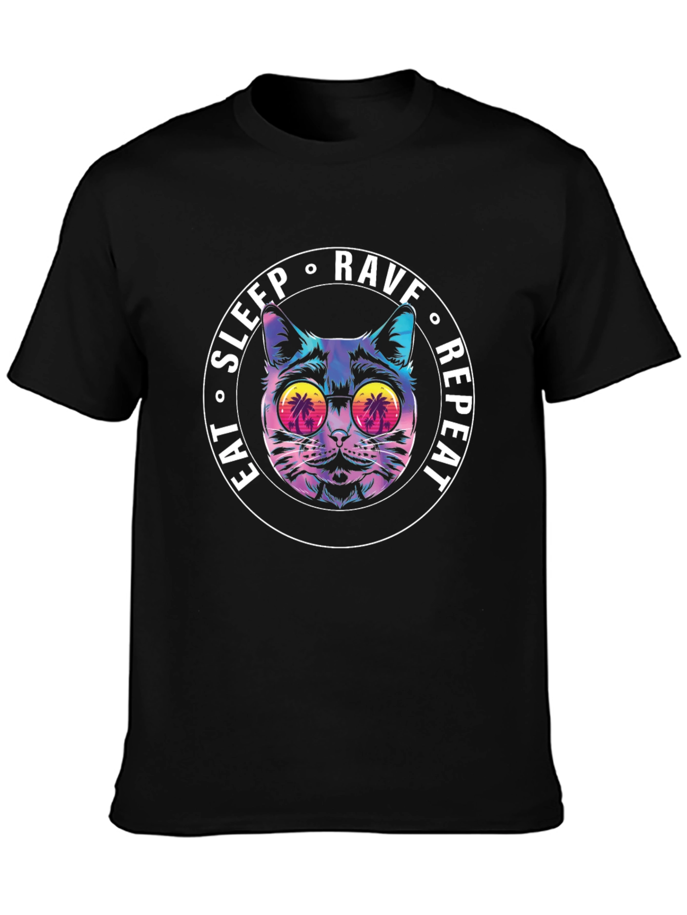 Eat Sleep Rave Repeat Cat T-Shirt