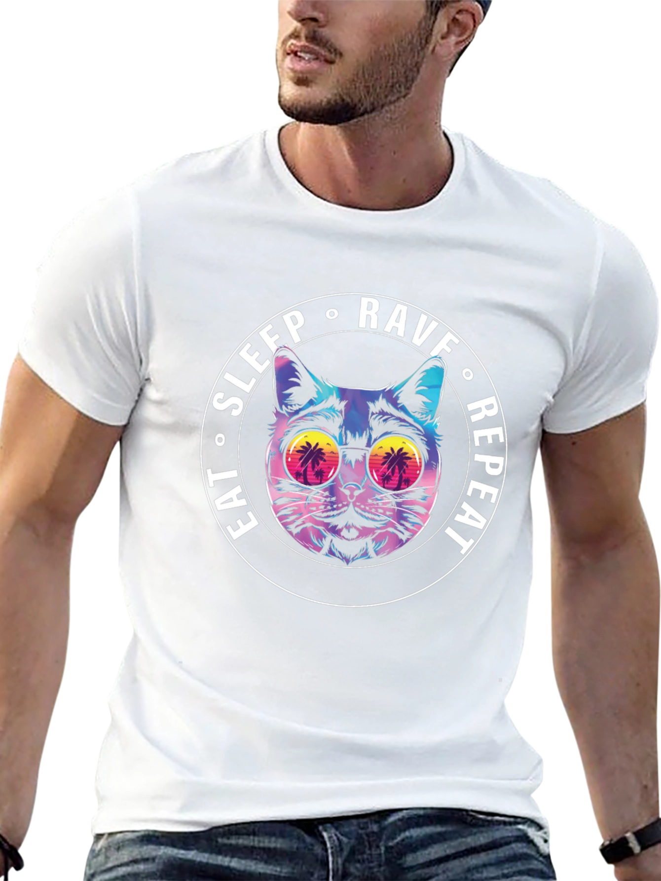 Eat Sleep Rave Repeat Cat T-Shirt