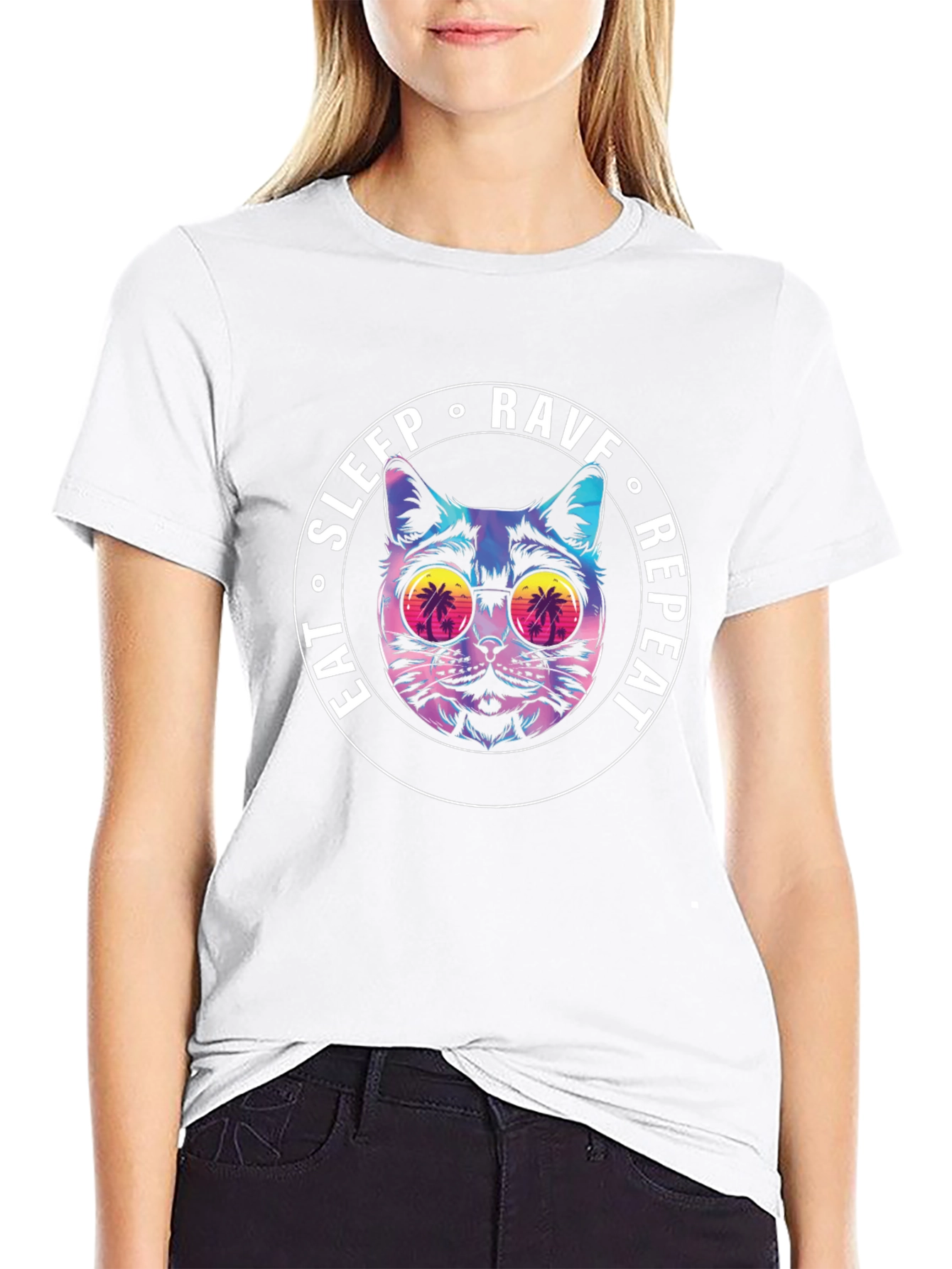 Eat Sleep Rave Repeat Cat T-Shirt