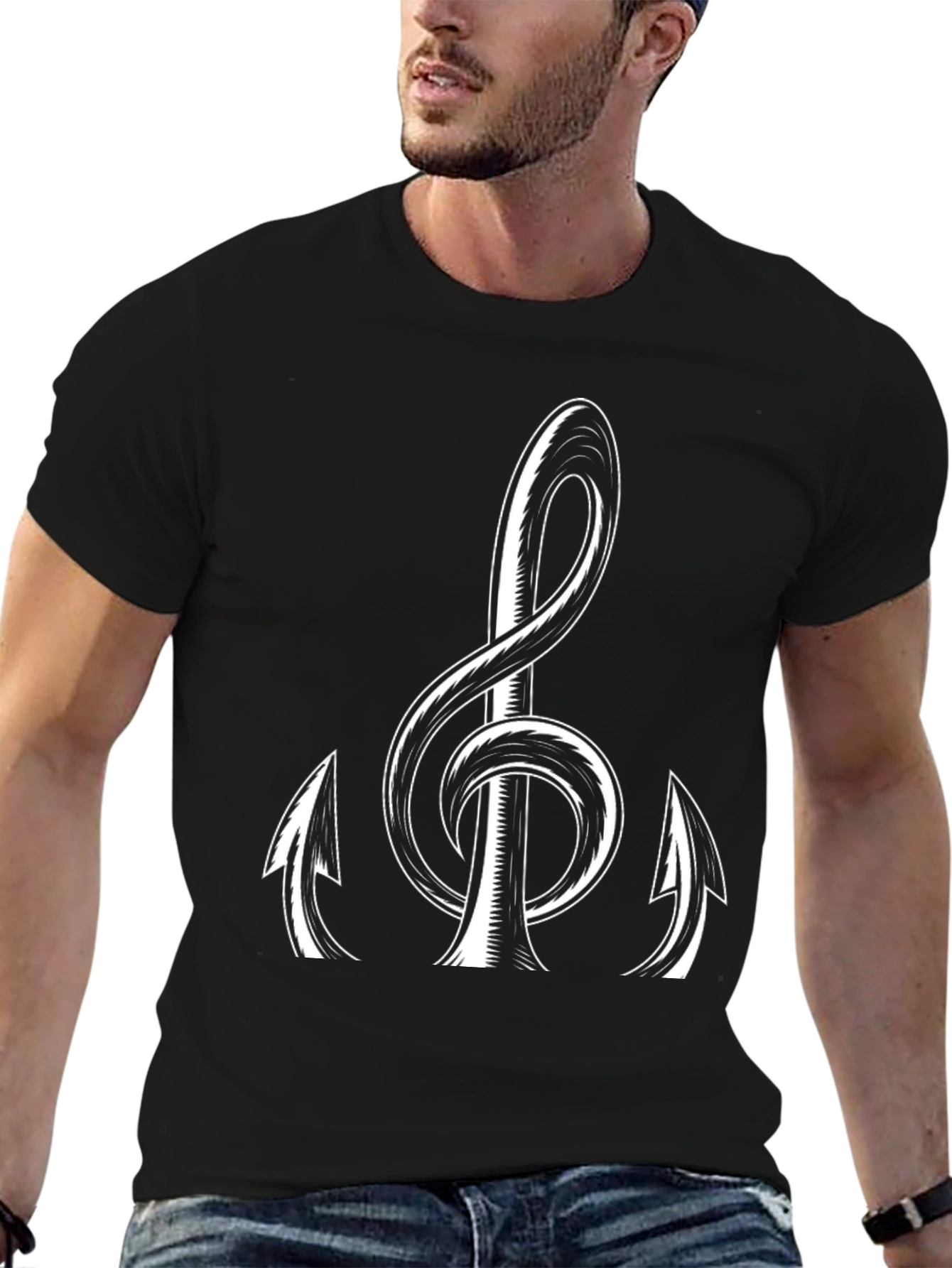 Musical Treble Clef Graphic Tee - Black