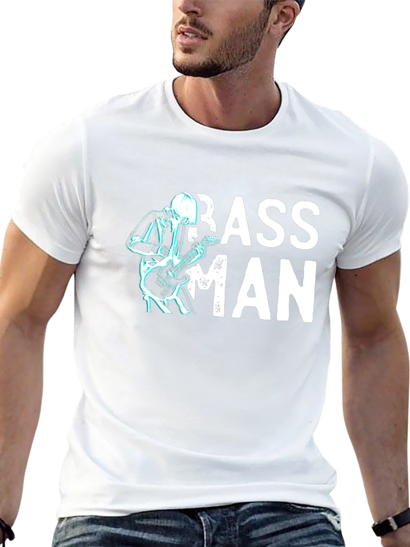 Bass Man Graphic T-Shirt - Black Cotton Tee