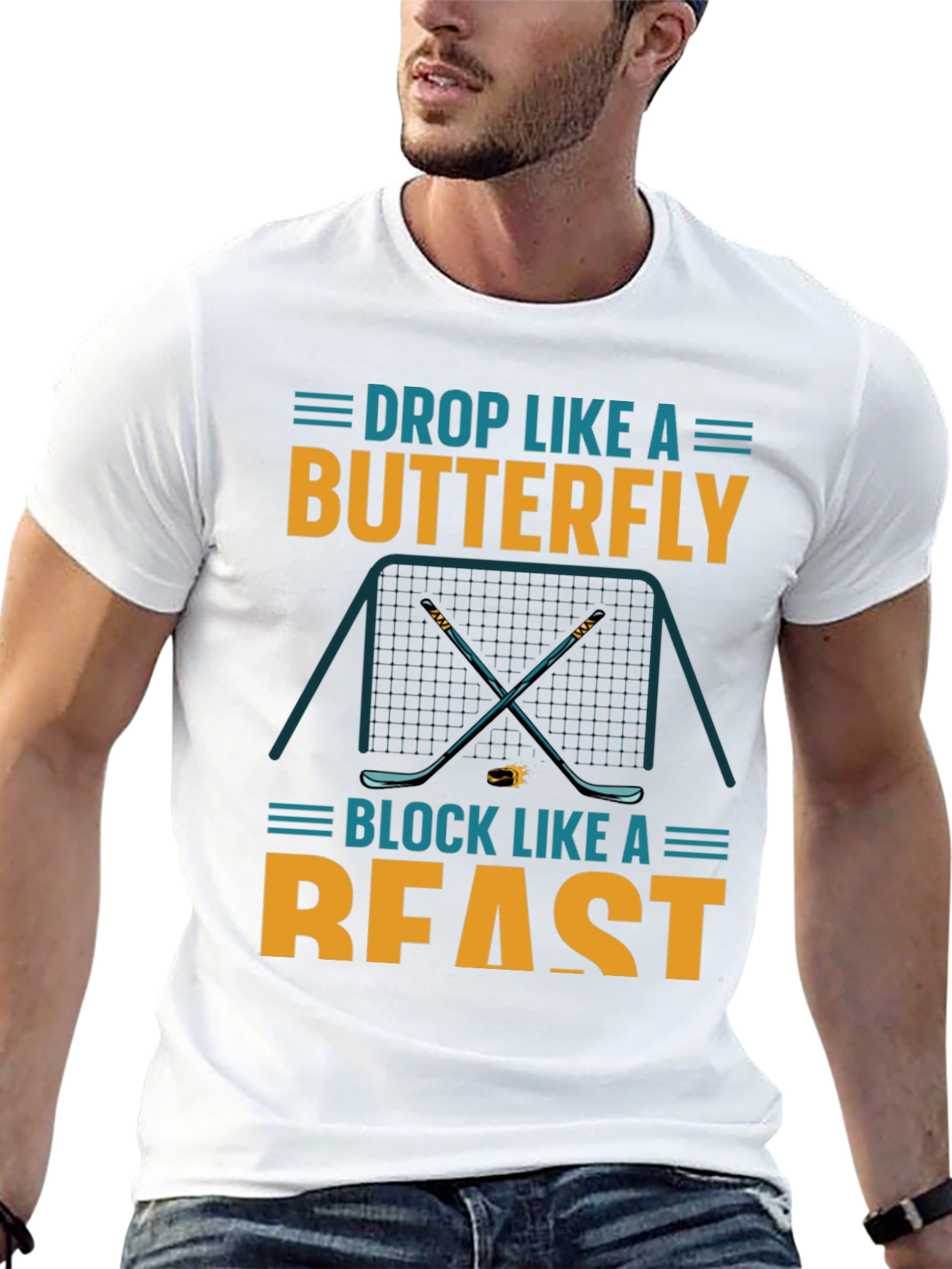 Hockey Goalie T-Shirt: Drop Like a Butterfly