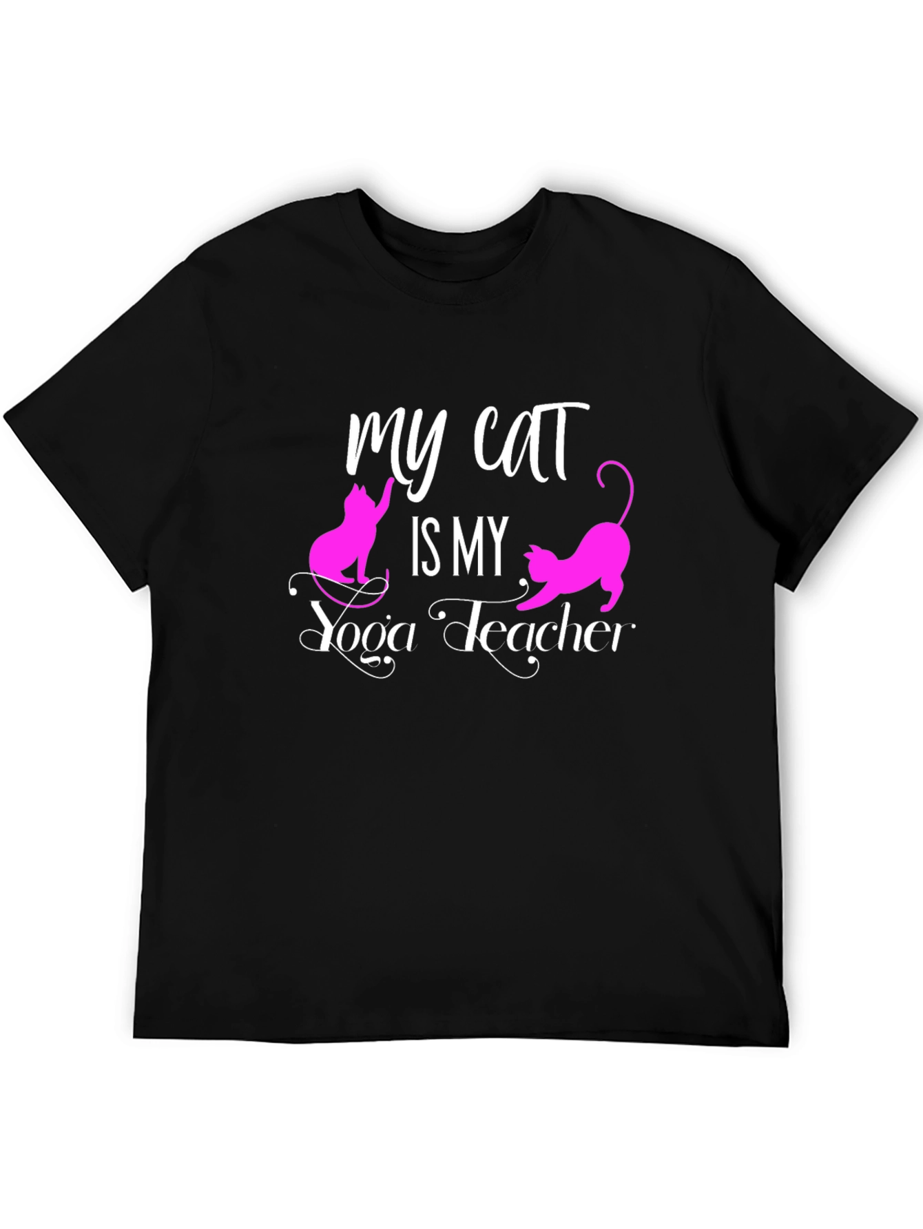 My Cat is My Yoga Teacher Black T-Shirt