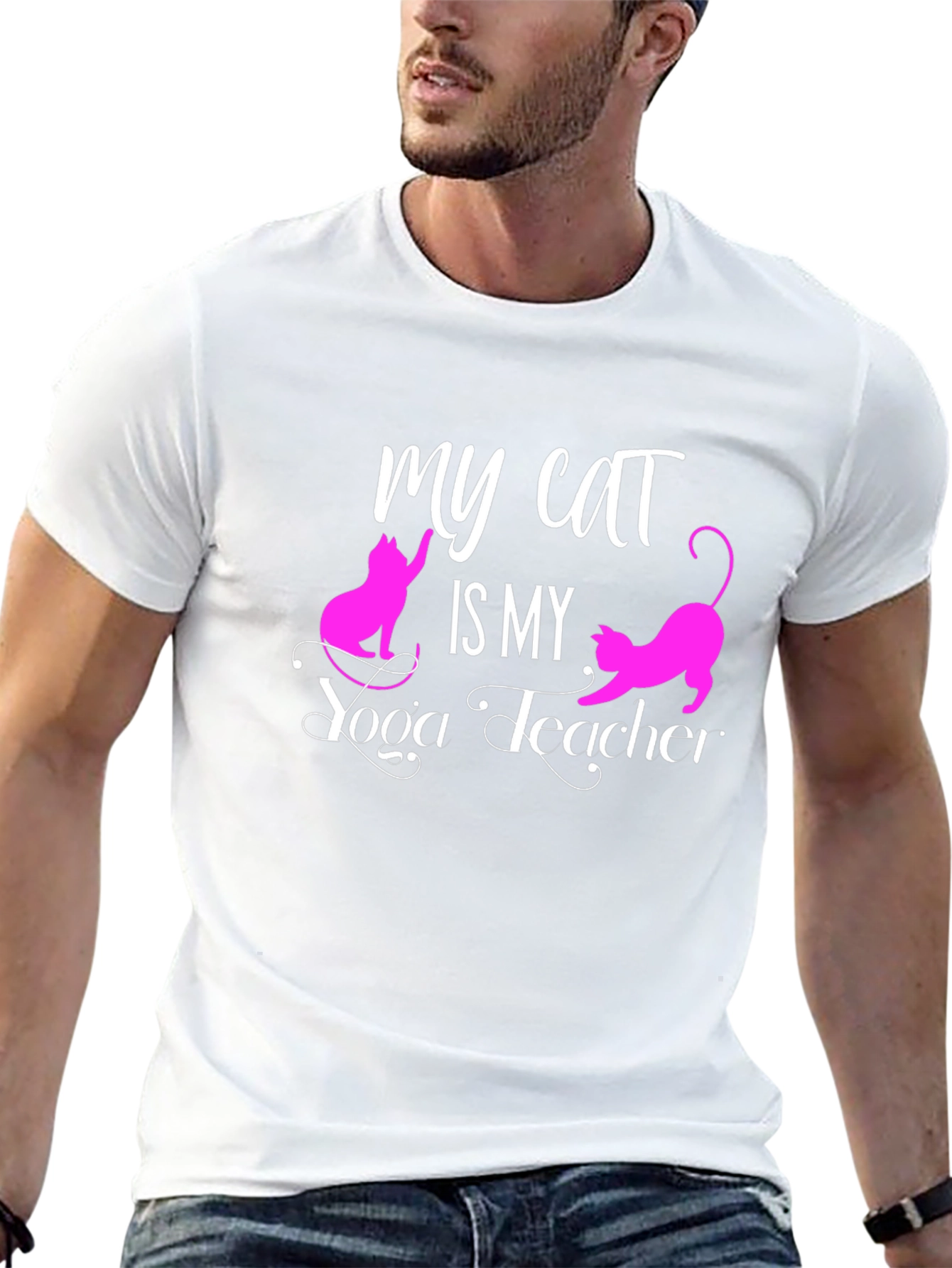 My Cat is My Yoga Teacher Black T-Shirt