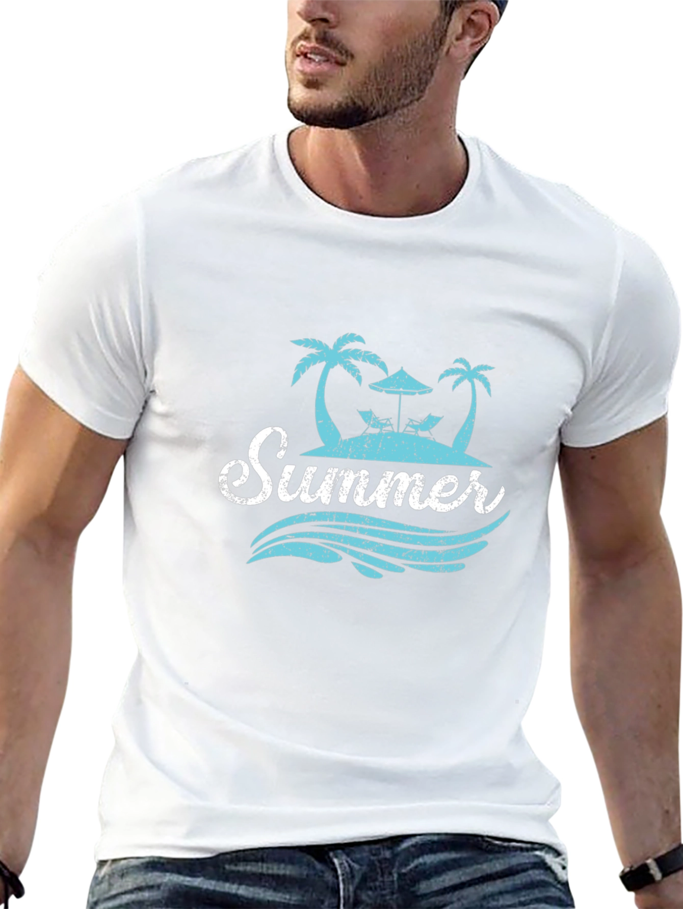Summer Beach T-Shirt - Palm Tree Island Graphic Tee