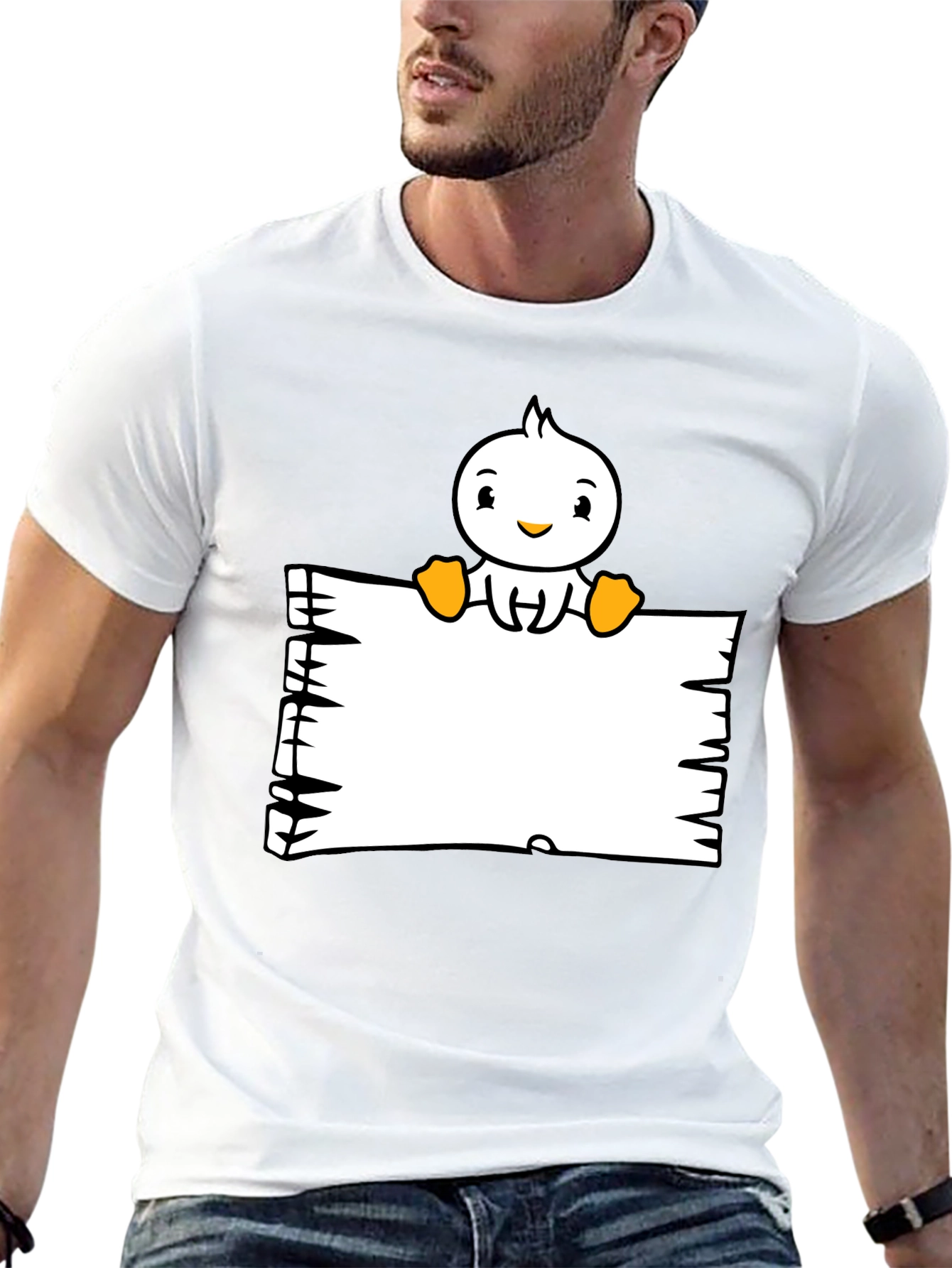 Duck Cartoon Graphic Black T-Shirt