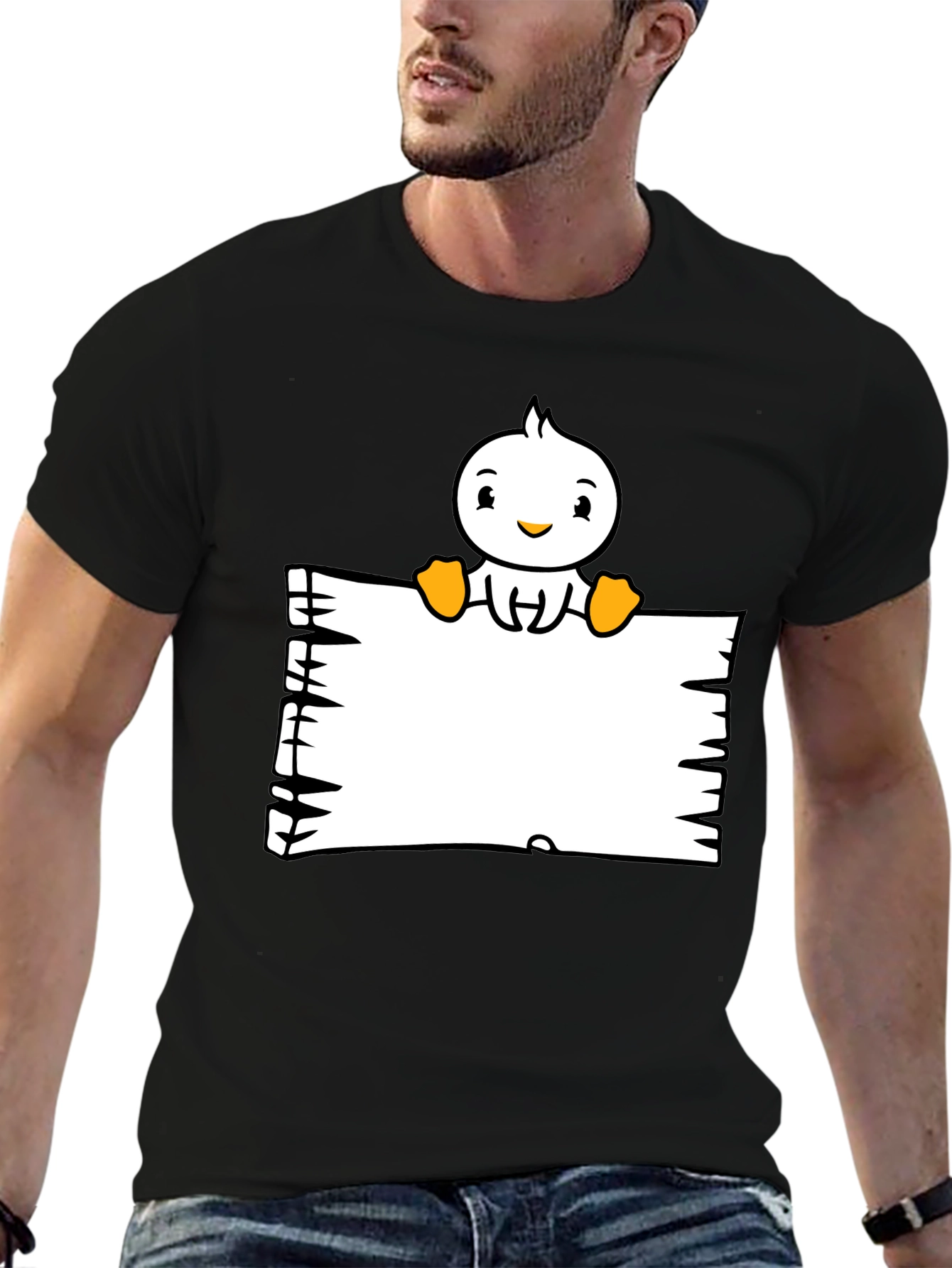 Duck Cartoon Graphic Black T-Shirt