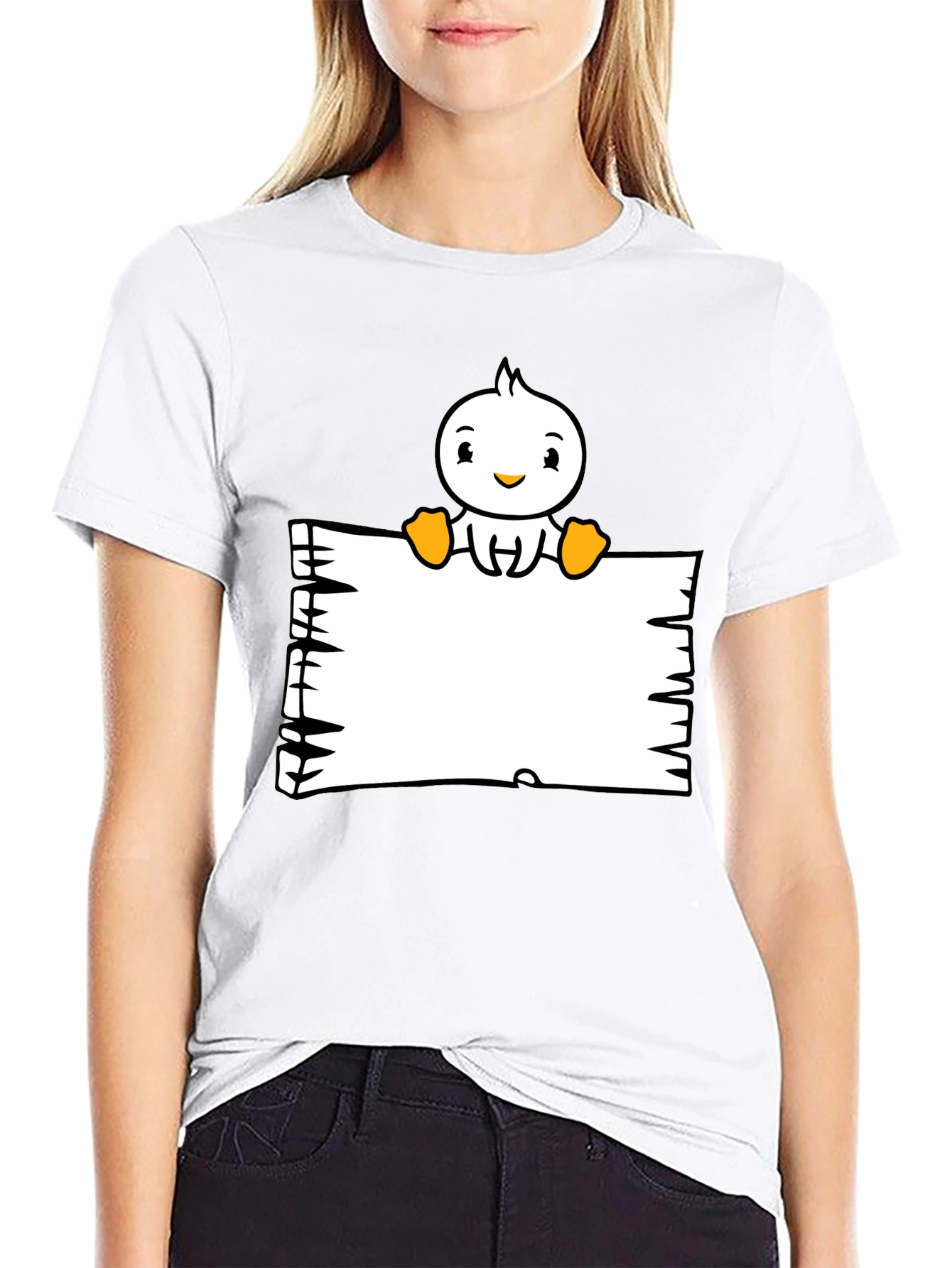 Duck Cartoon Graphic Black T-Shirt