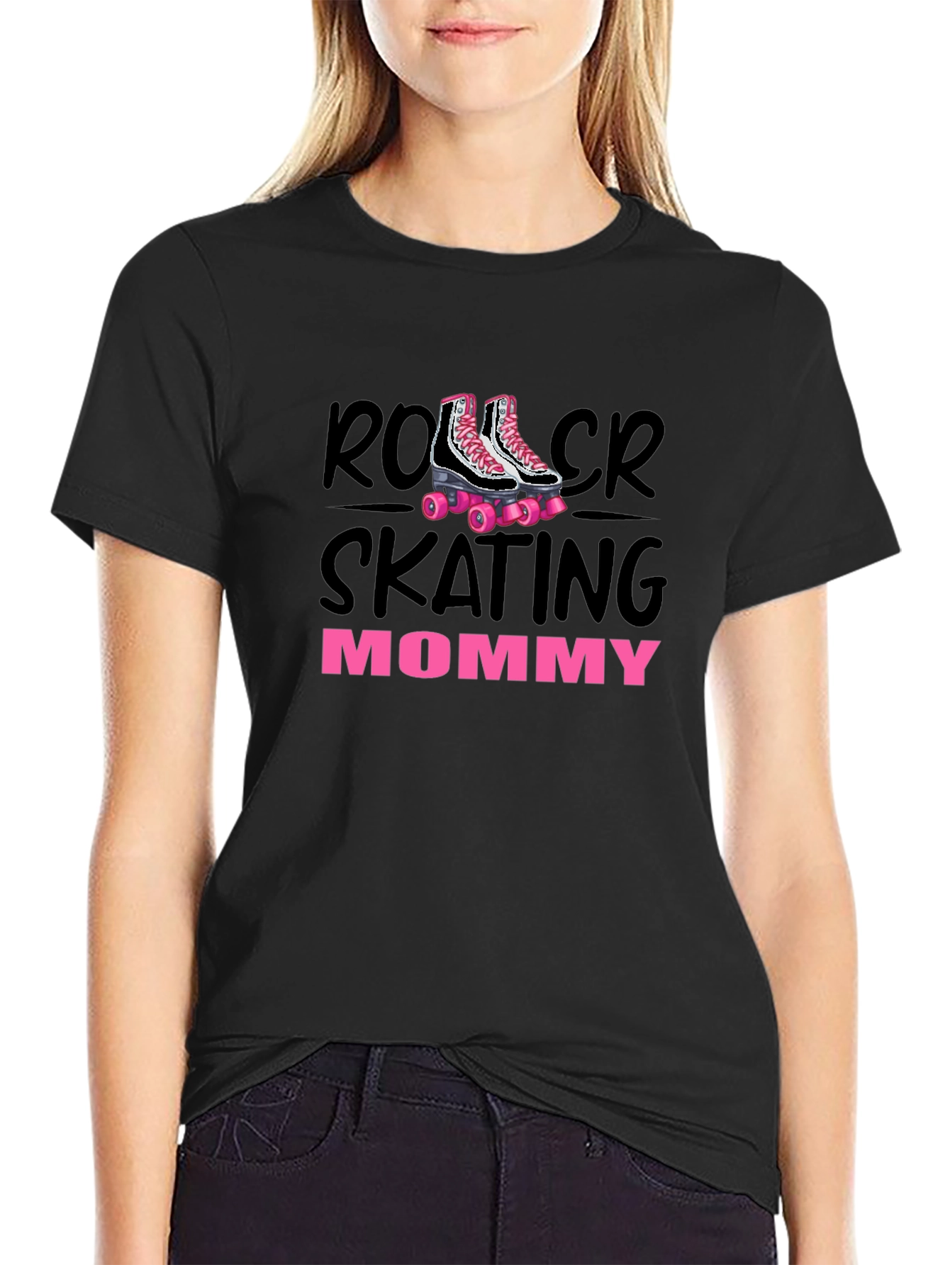 Roller Skating Mommy T-Shirt Black