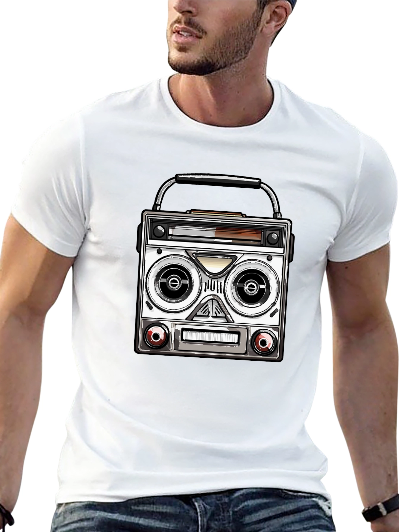 Retro Boombox Graphic T-Shirt - Classic Music Lover Tee