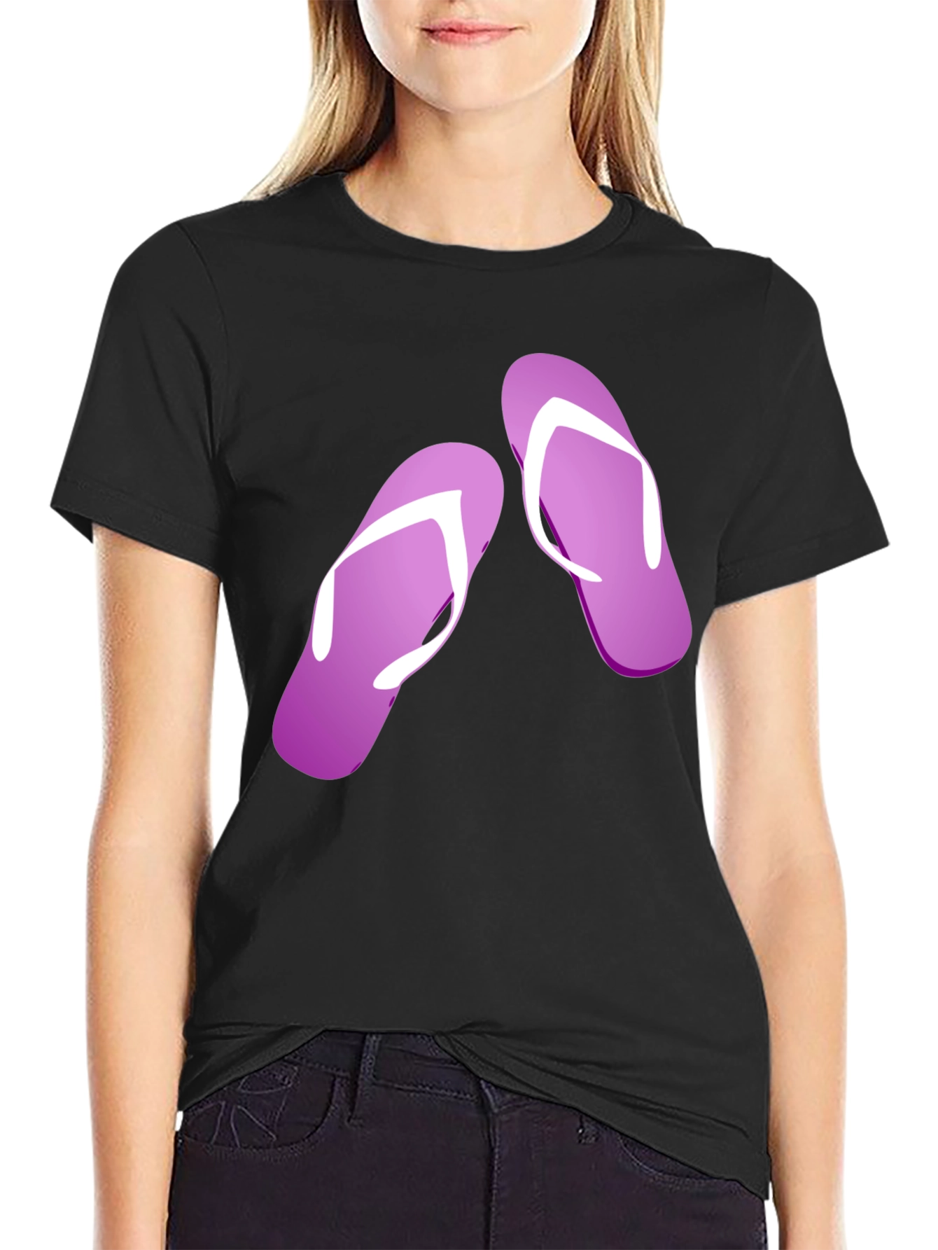 Flip Flop Graphic Tee - Black Casual T-Shirt