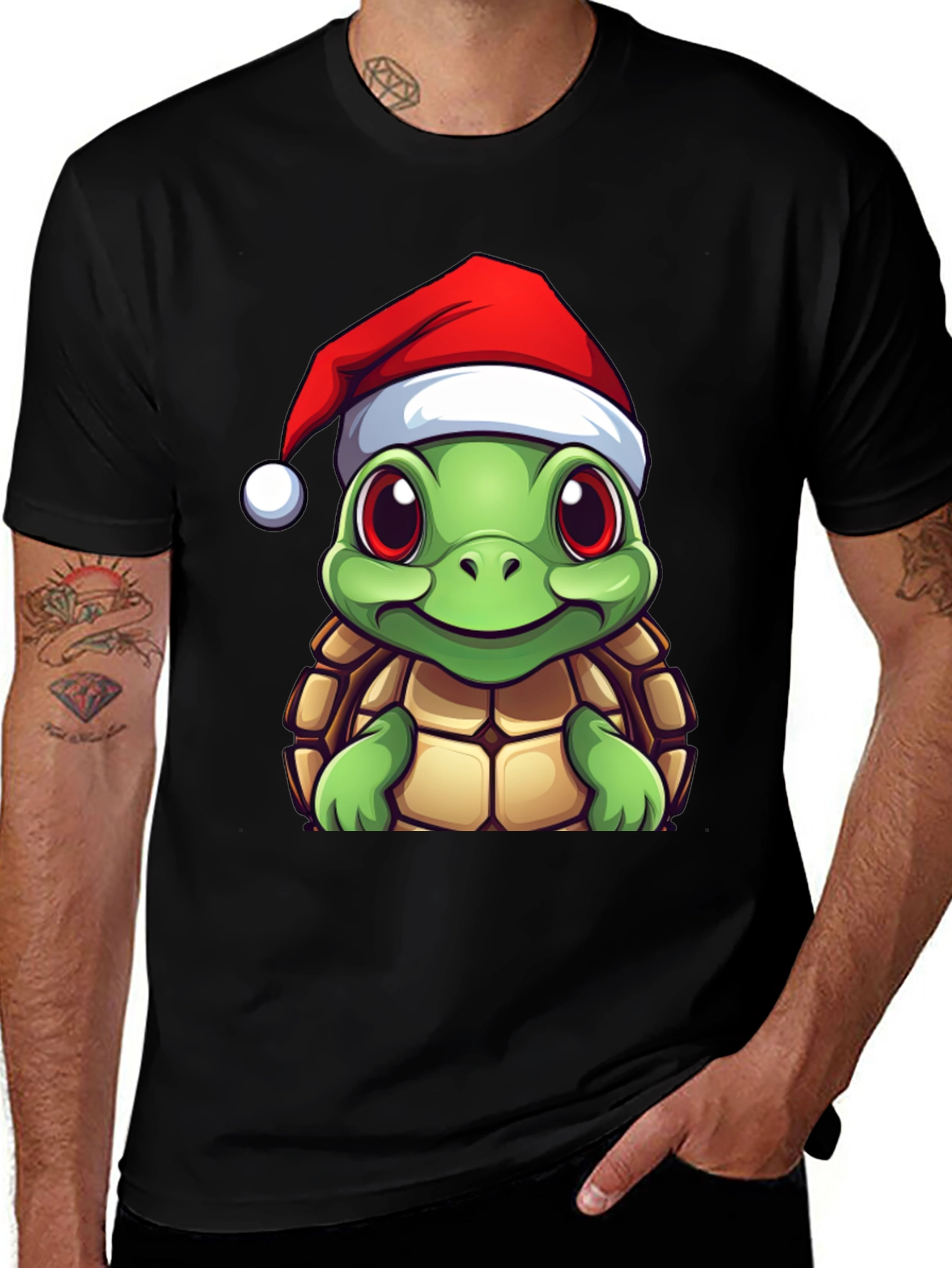 Festive Turtle Graphic Tee - Holiday Edition