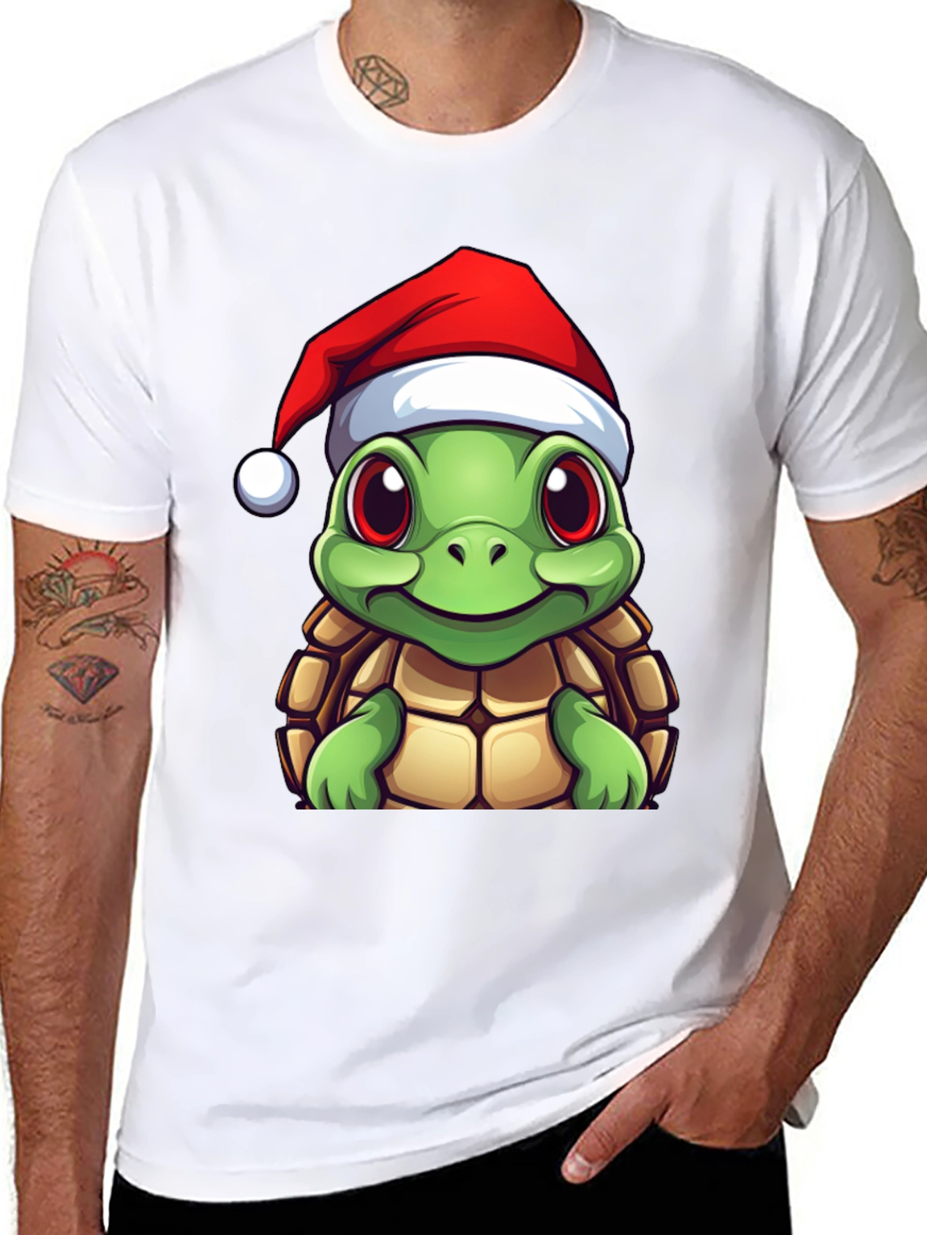 Festive Turtle Graphic Tee - Holiday Edition