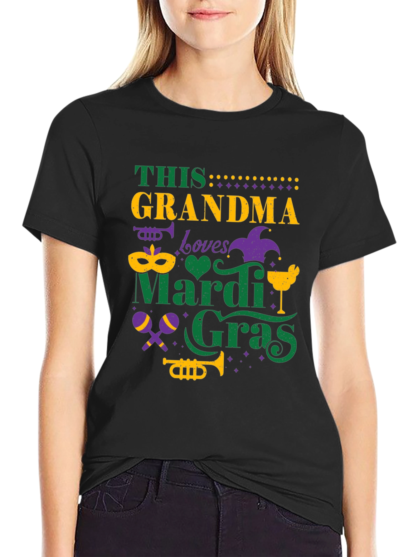 Mardi Gras Grandma Tee - Festive Holiday Shirt