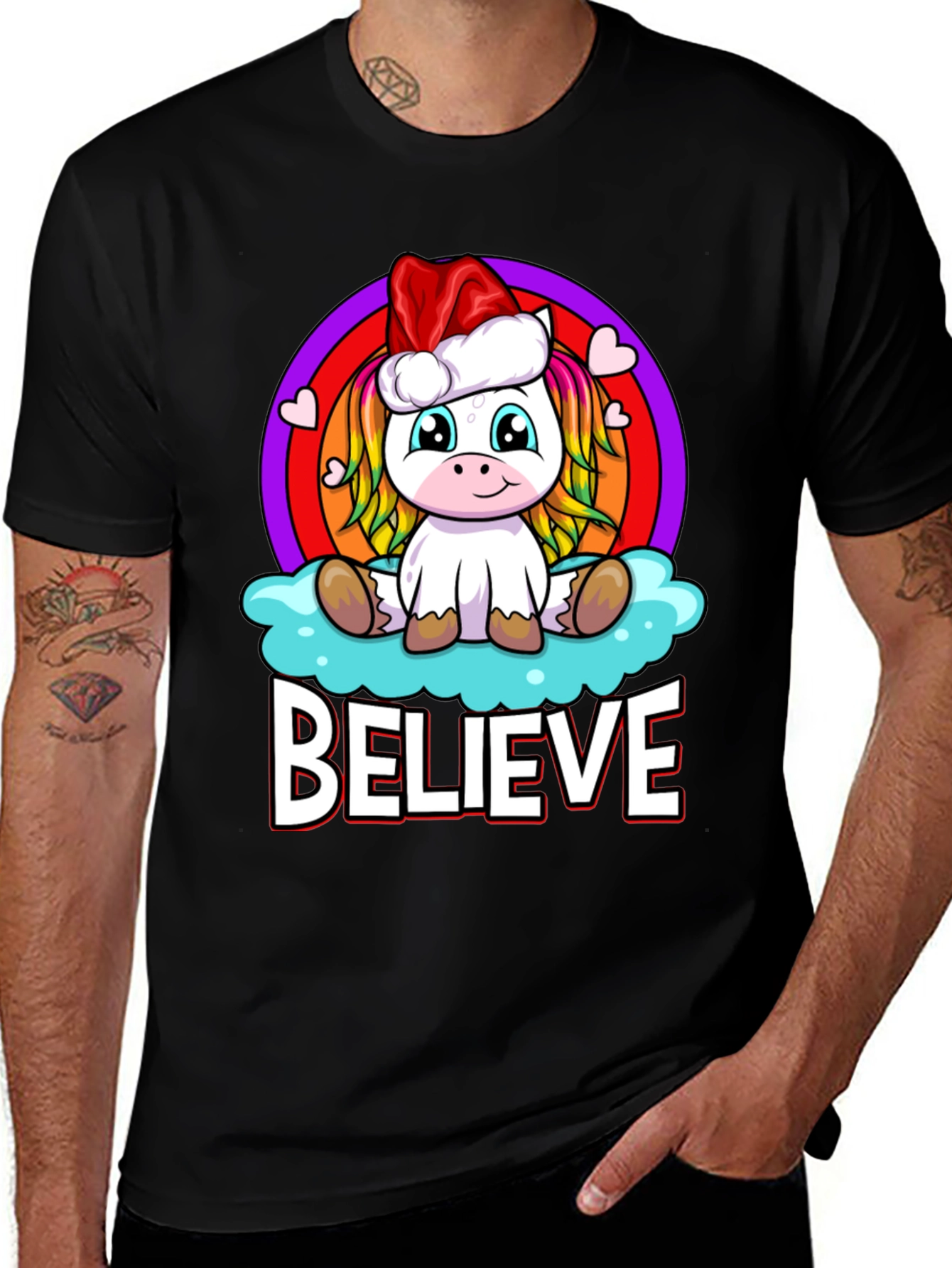 Believe Unicorn Christmas T-Shirt