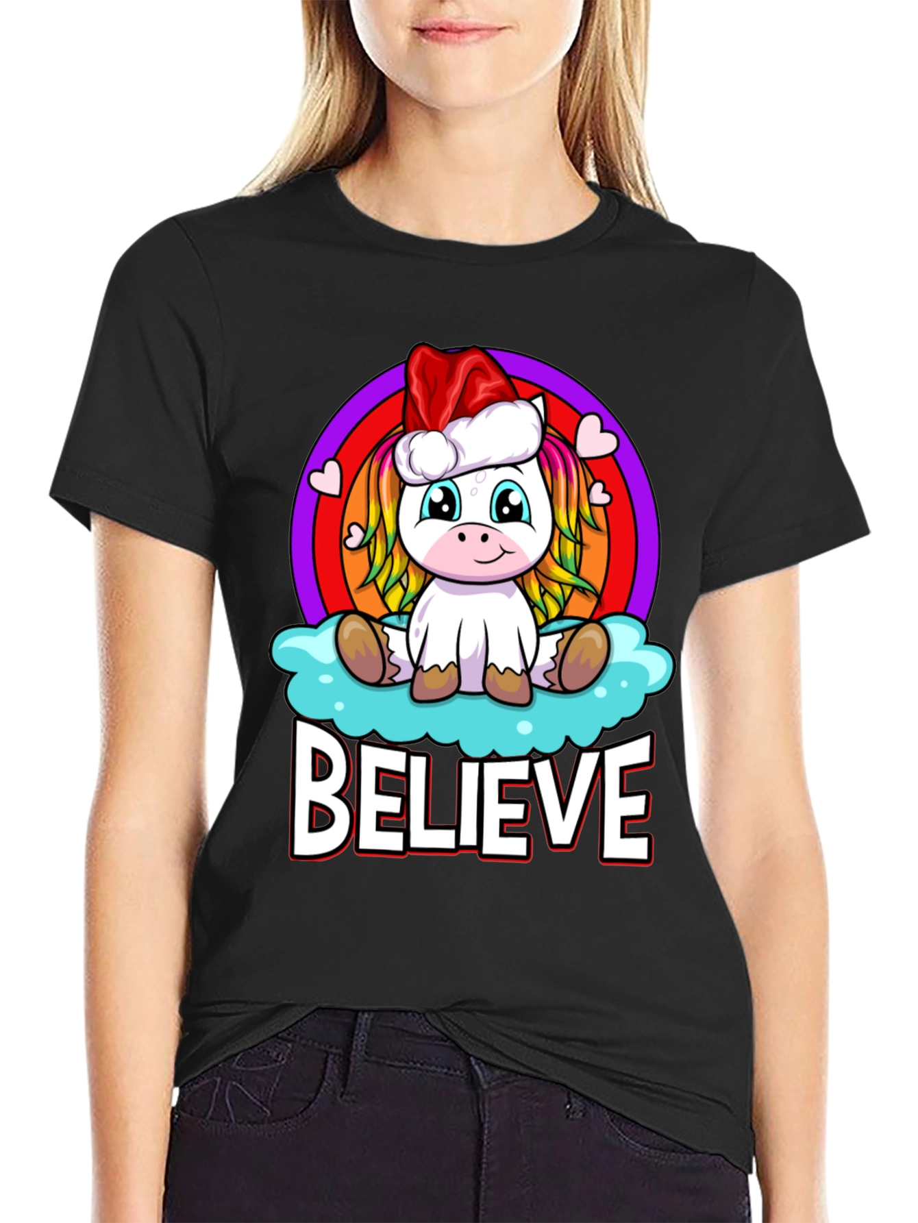 Believe Unicorn Christmas T-Shirt