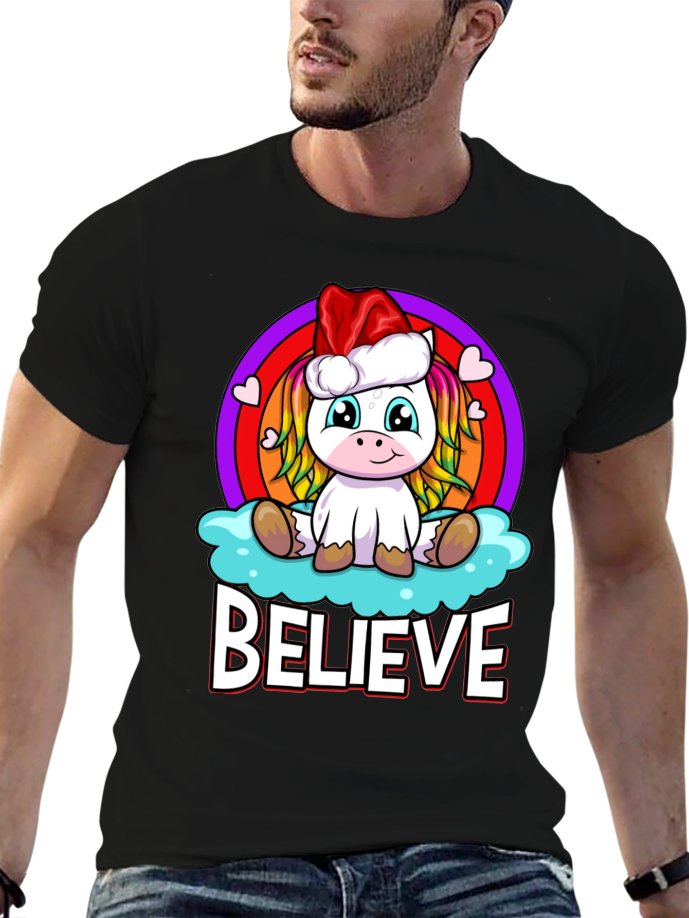 Believe Unicorn Christmas T-Shirt