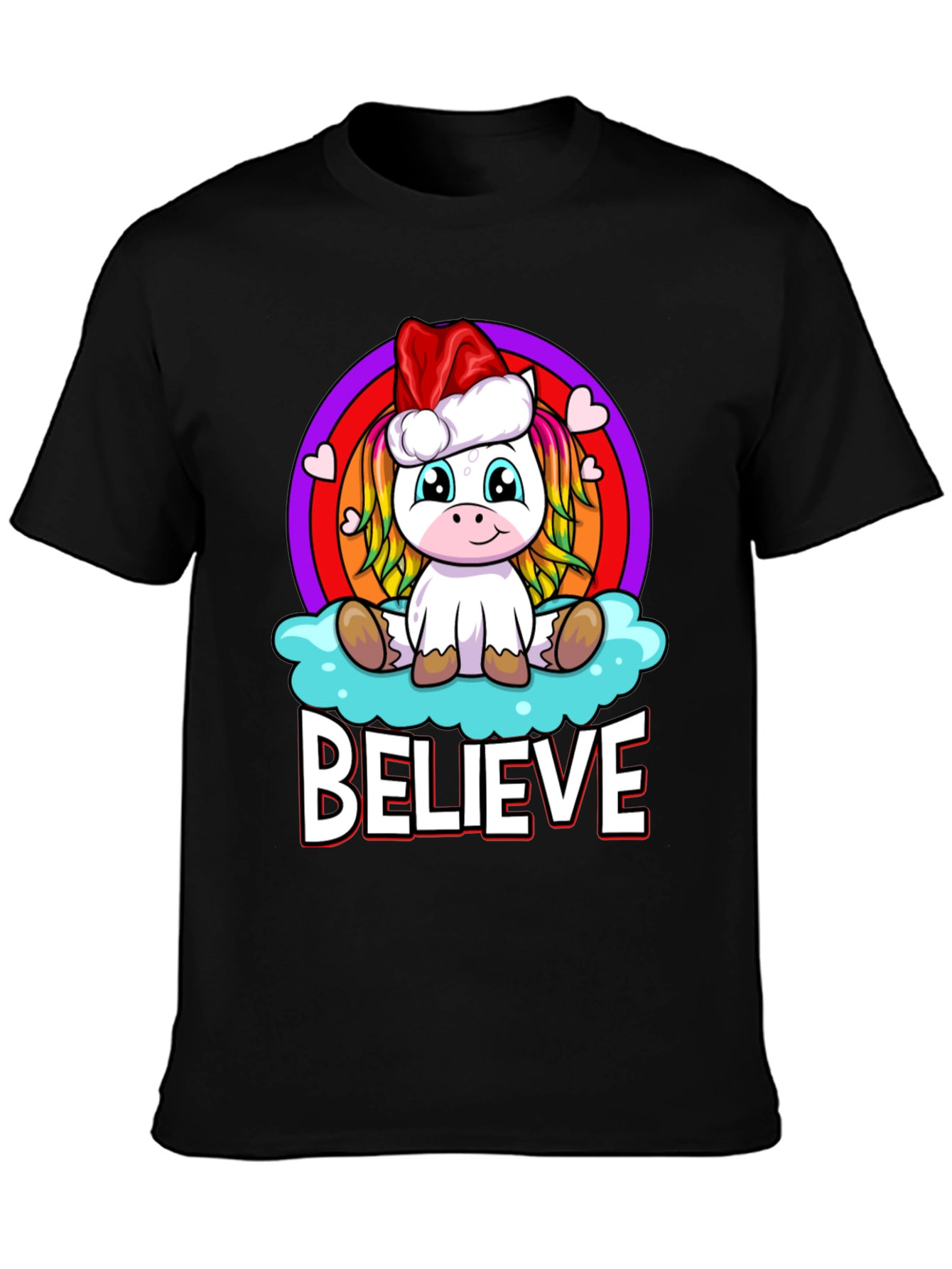 Believe Unicorn Christmas T-Shirt