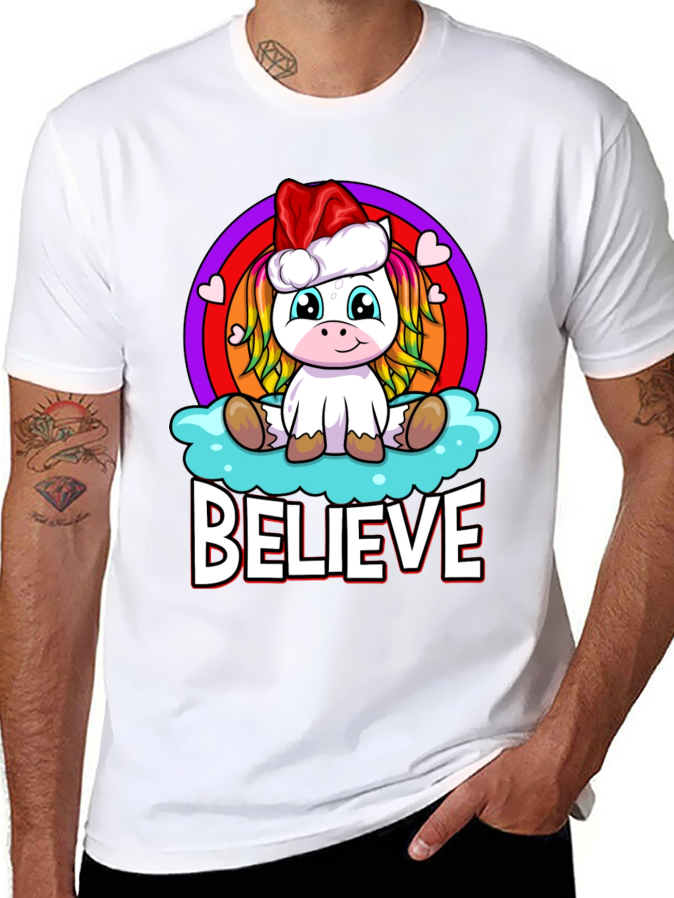 Believe Unicorn Christmas T-Shirt