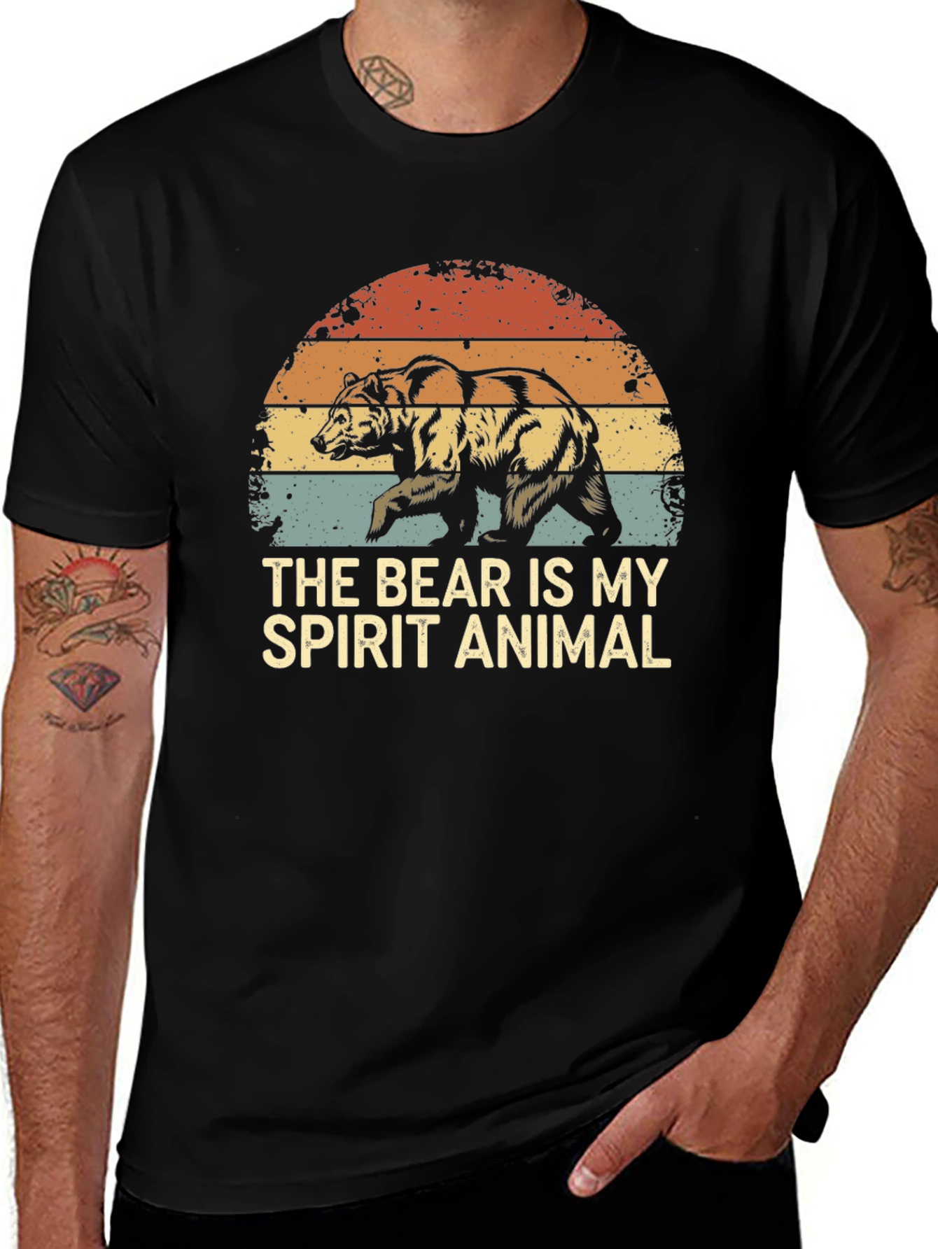 Bear Spirit Animal Graphic Tee - Retro Style