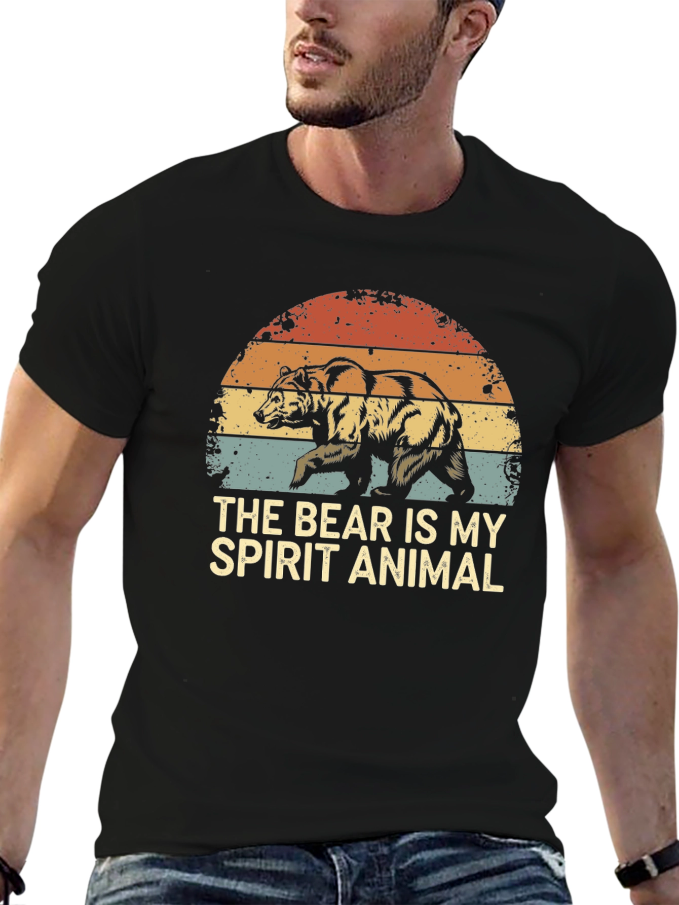 Bear Spirit Animal Graphic Tee - Retro Style