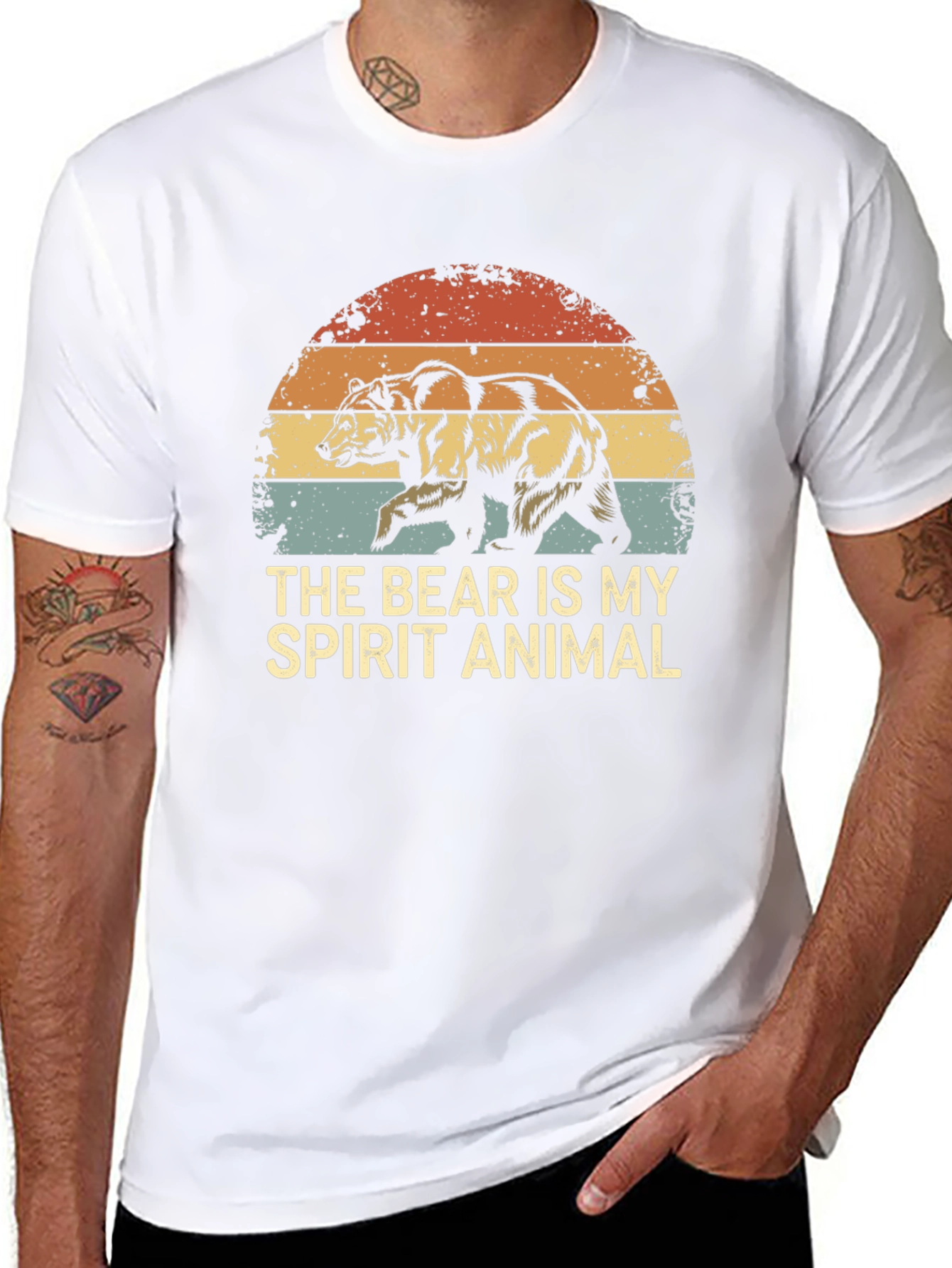 Bear Spirit Animal Graphic Tee - Retro Style