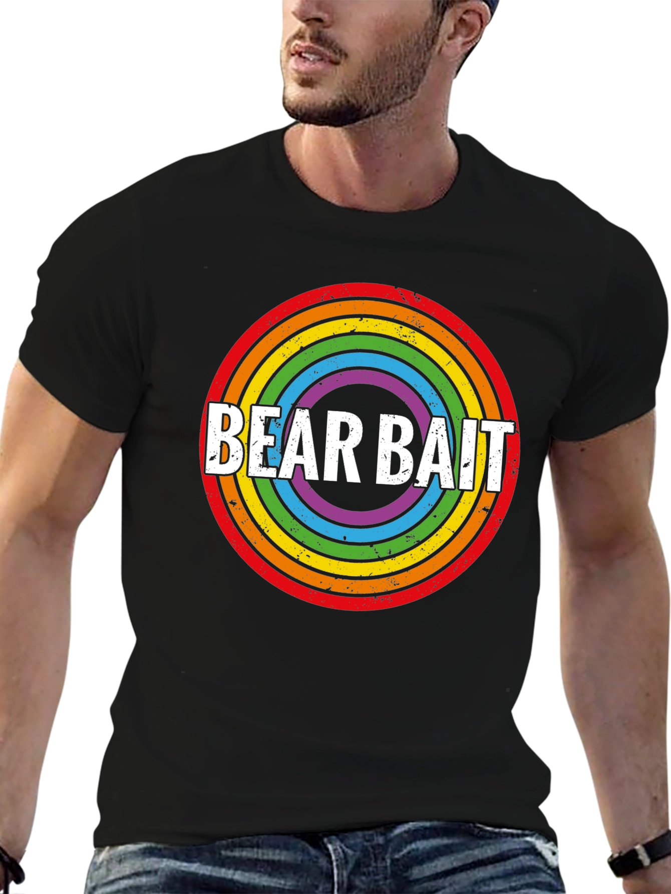 Bear Bait Rainbow Circle Graphic T-Shirt