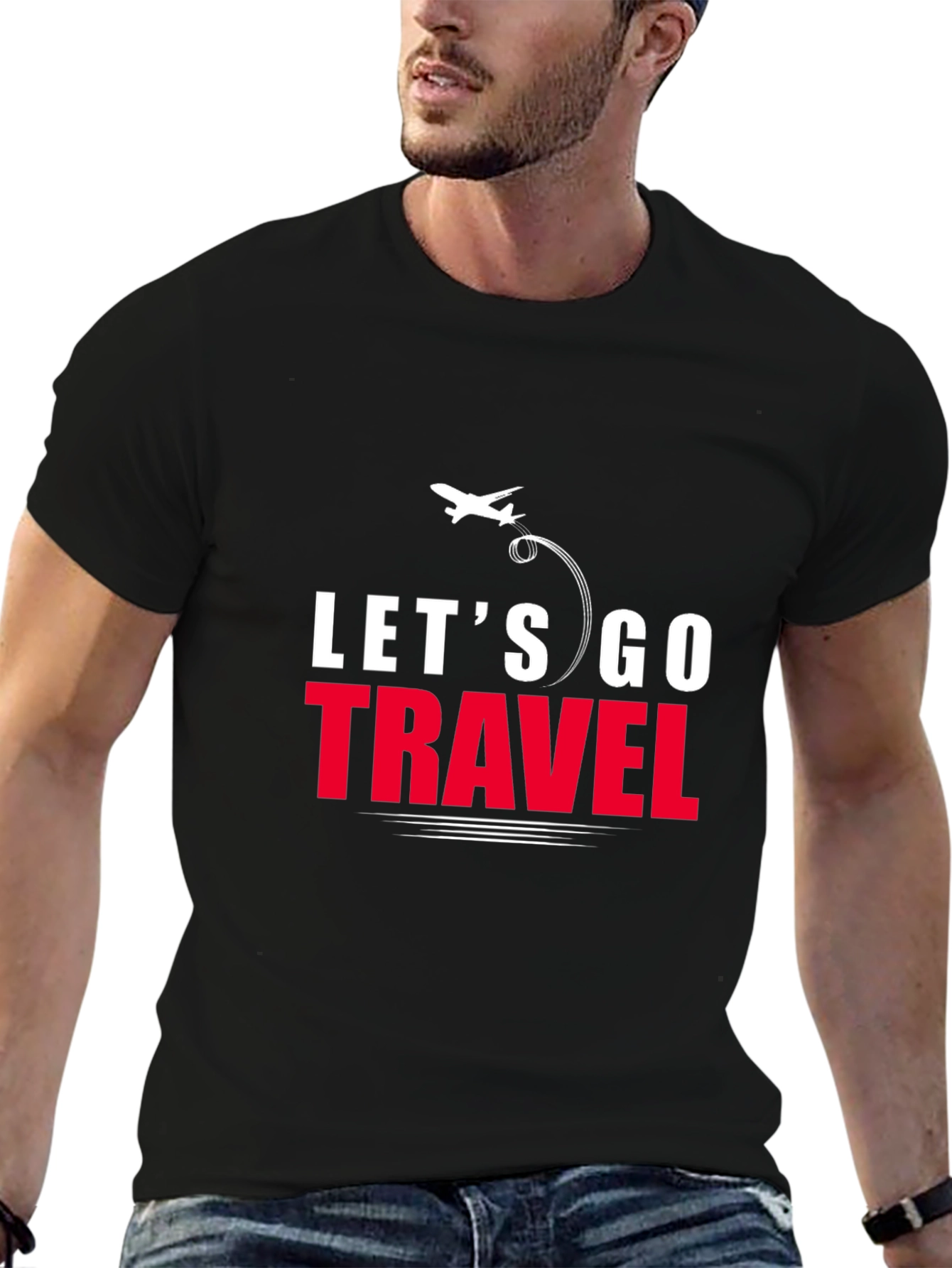 Lets Go Travel T-Shirt | Stylish Airplane Graphic Tee