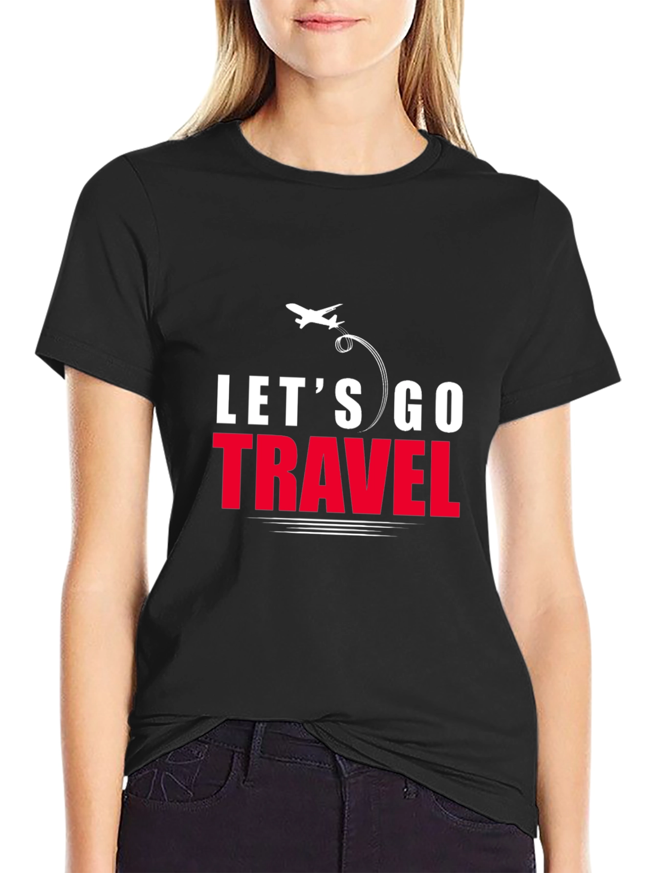 Lets Go Travel T-Shirt | Stylish Airplane Graphic Tee