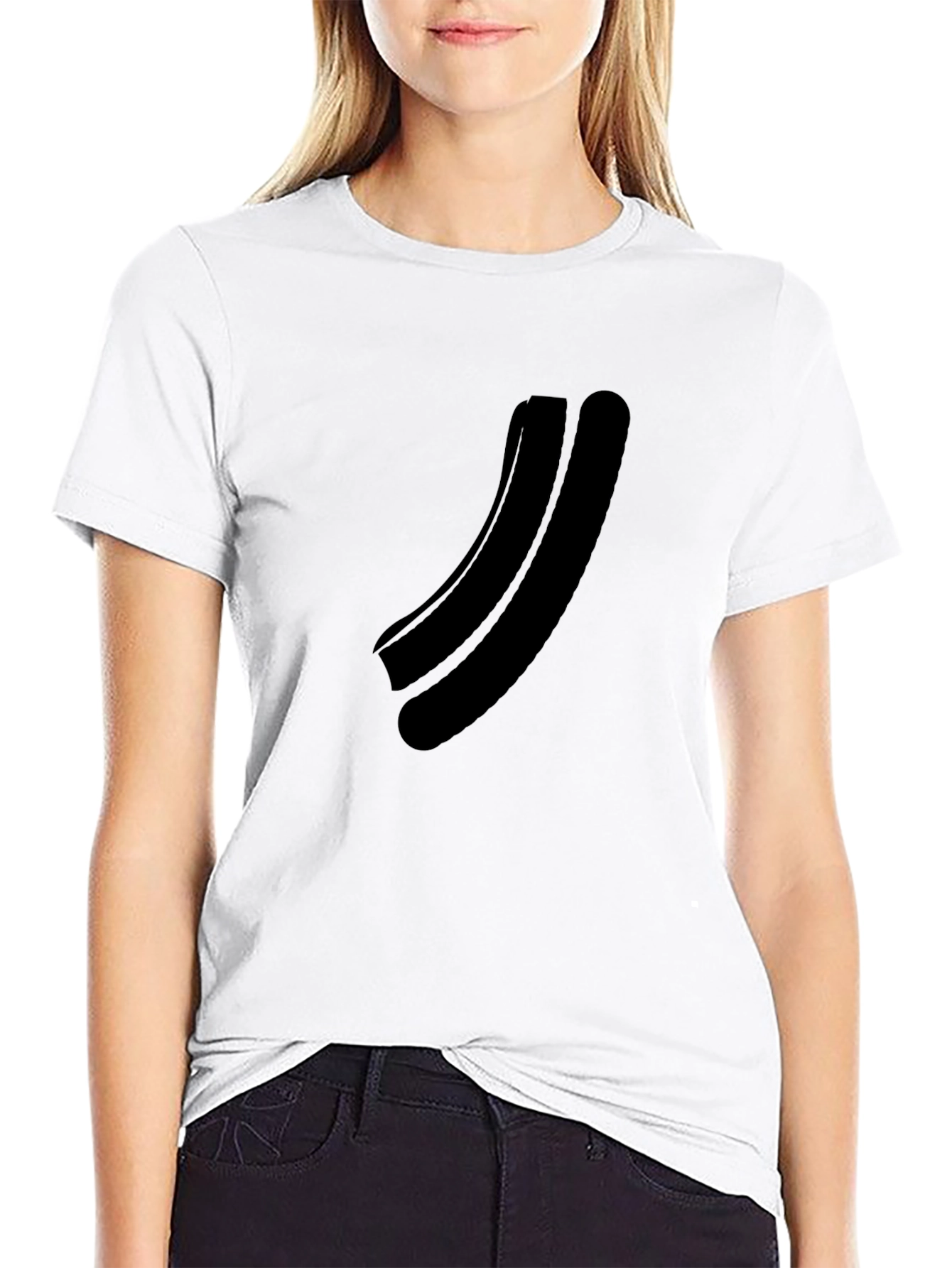 Minimalist Black Curved Graphic T-Shirt