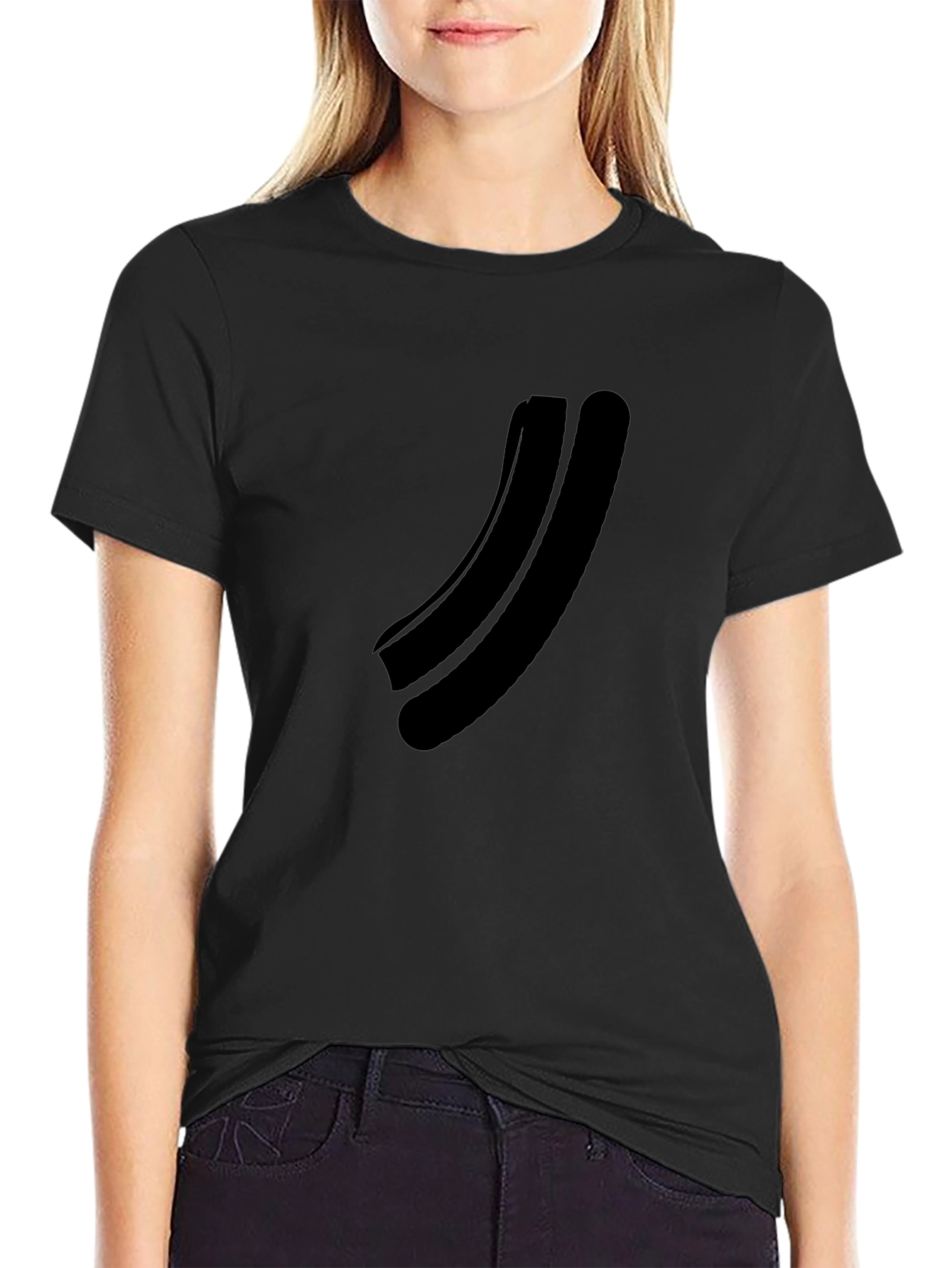 Minimalist Black Curved Graphic T-Shirt
