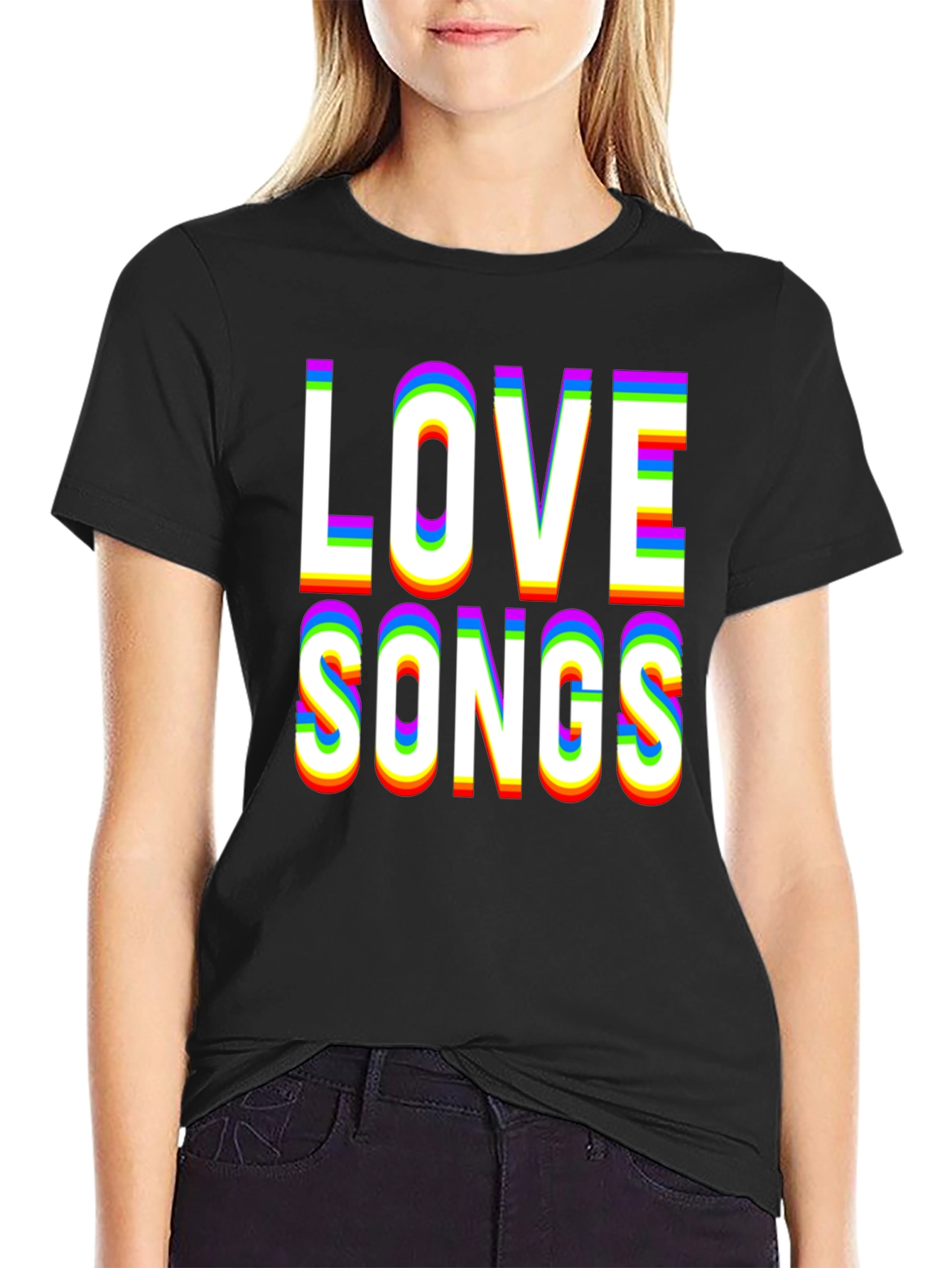 Love Songs Graphic Print Black T-Shirt
