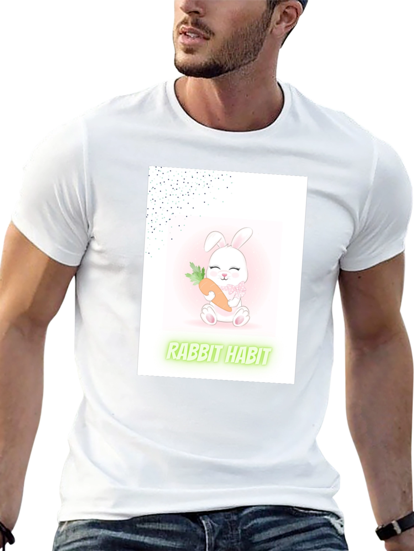Cute Rabbit Habit Graphic Tee - Trendy Unisex T-Shirt