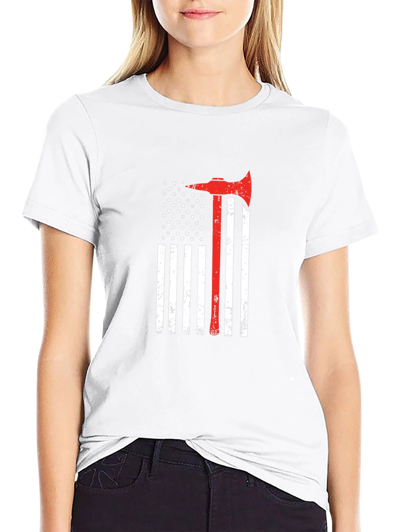 Firefighter Axe American Flag T-Shirt