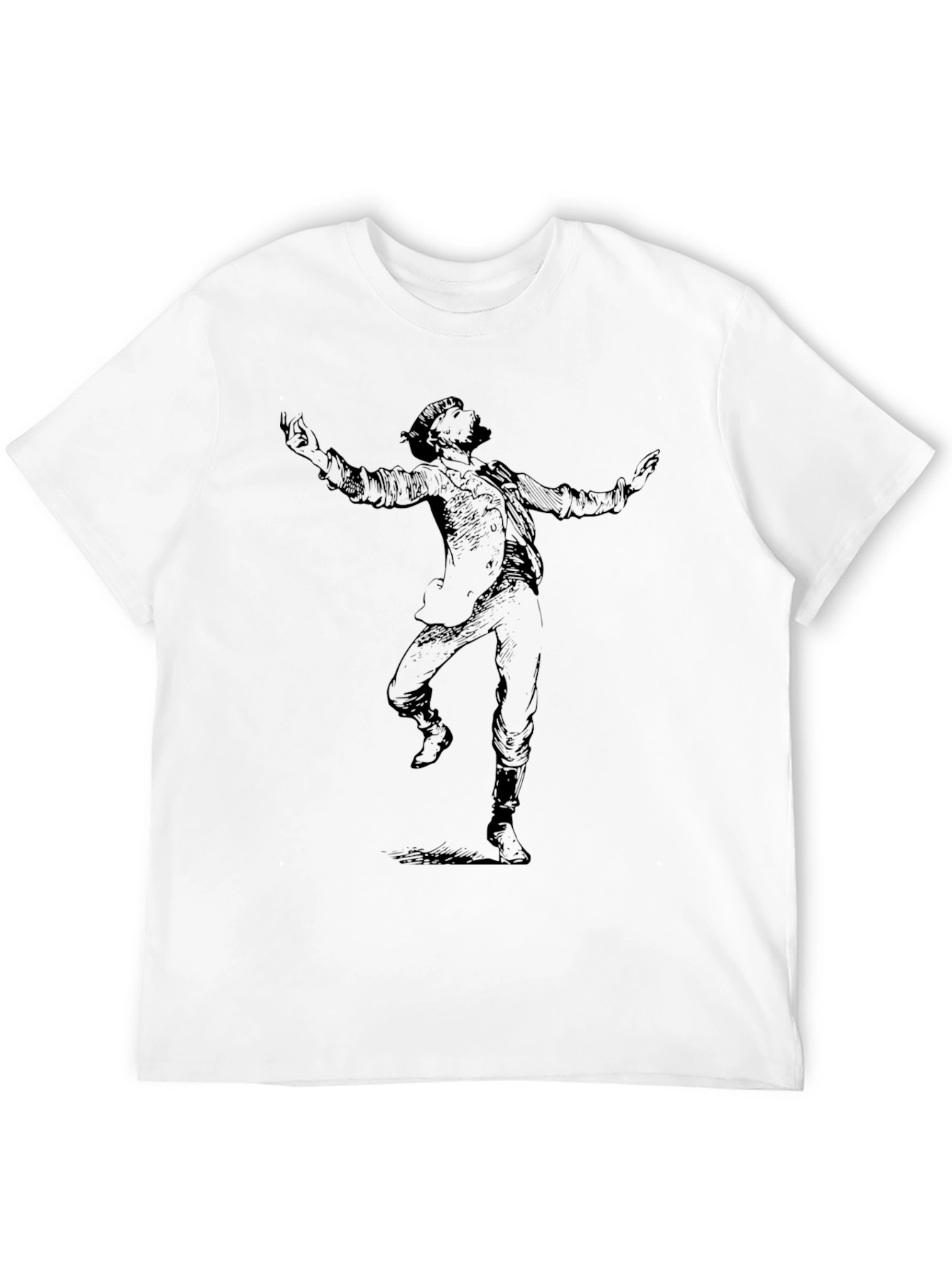 Dancing Man Graphic Tee - Black Crew Neck T-Shirt