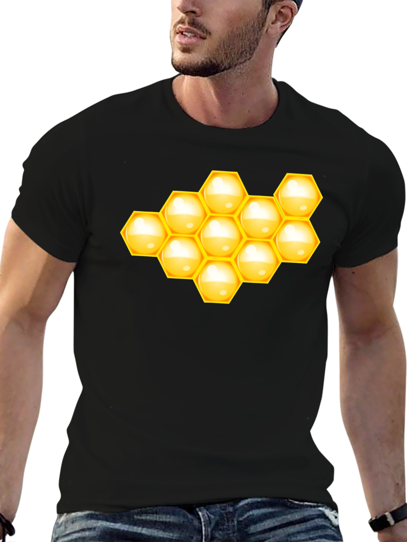 Honeycomb Graphic Tee - Stylish Black T-Shirt