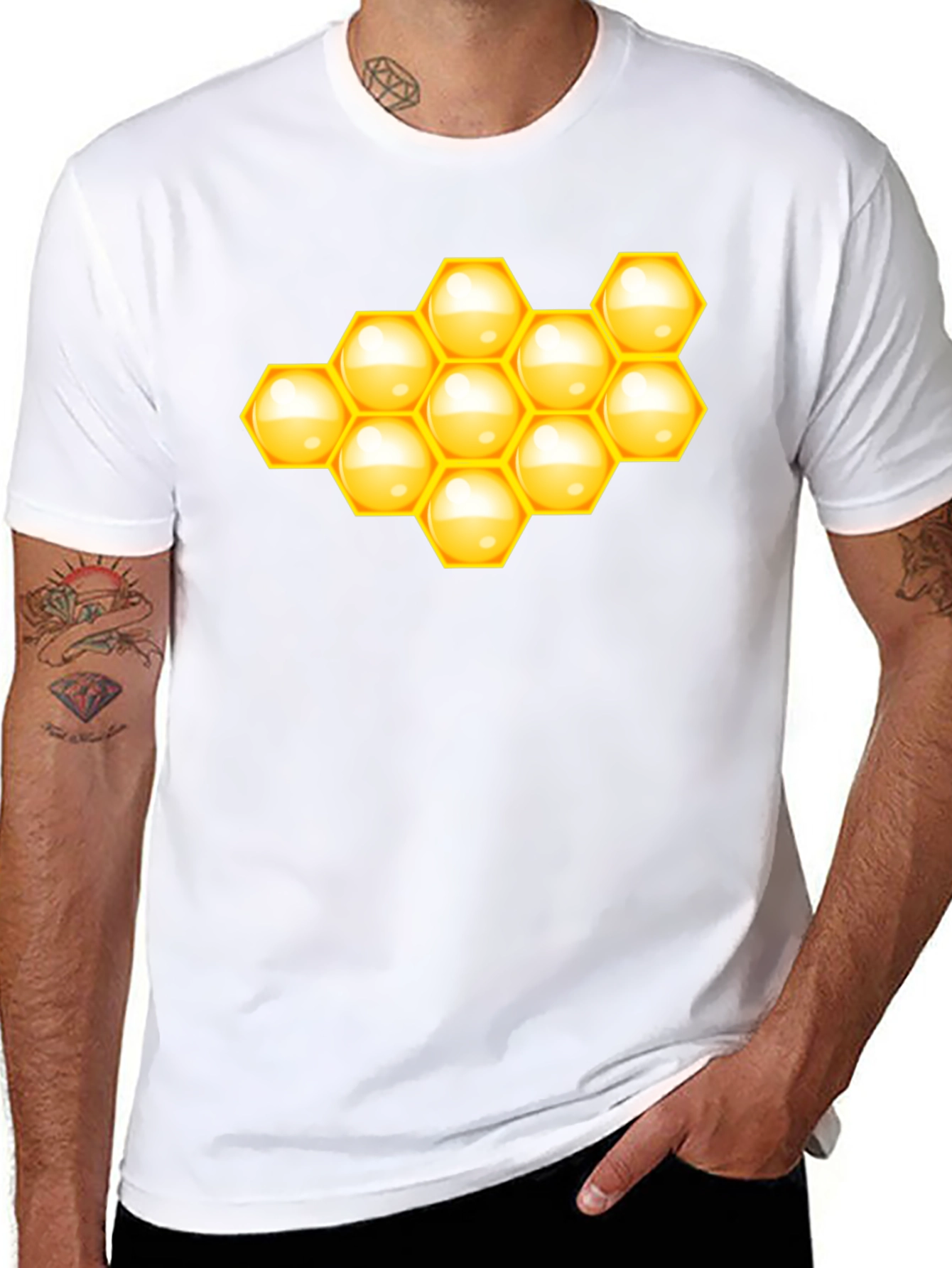Honeycomb Graphic Tee - Stylish Black T-Shirt