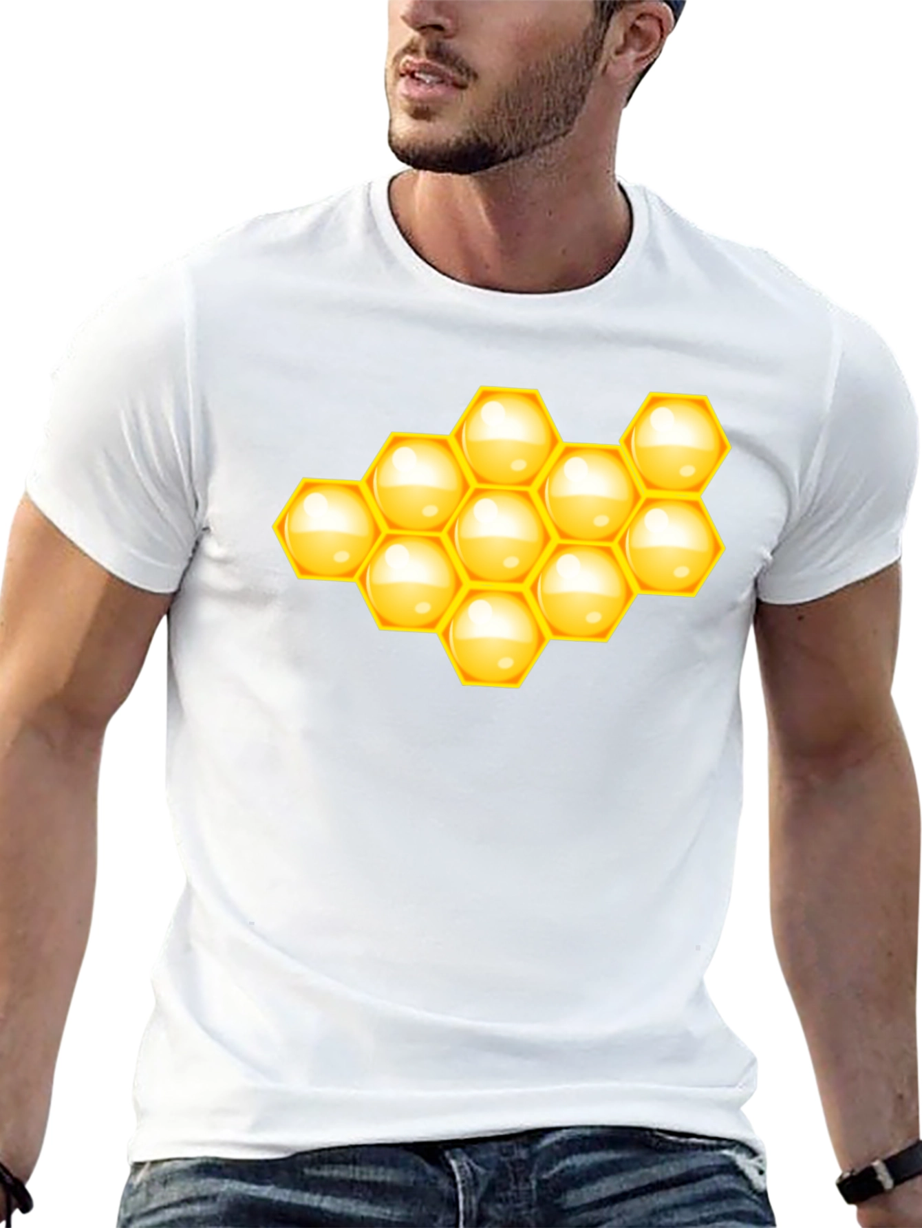 Honeycomb Graphic Tee - Stylish Black T-Shirt
