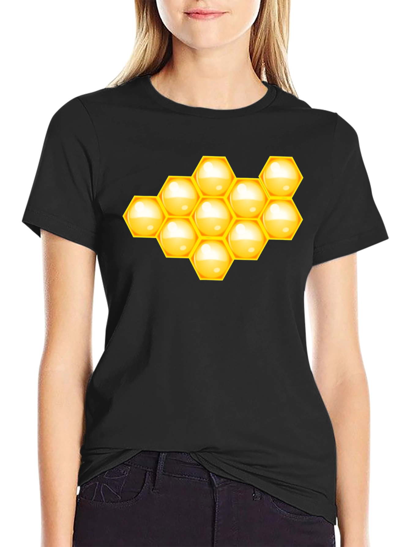 Honeycomb Graphic Tee - Stylish Black T-Shirt