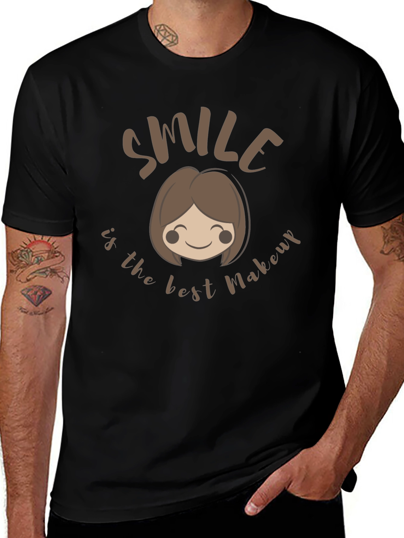 Smile is the Best Makeup Black T-Shirt