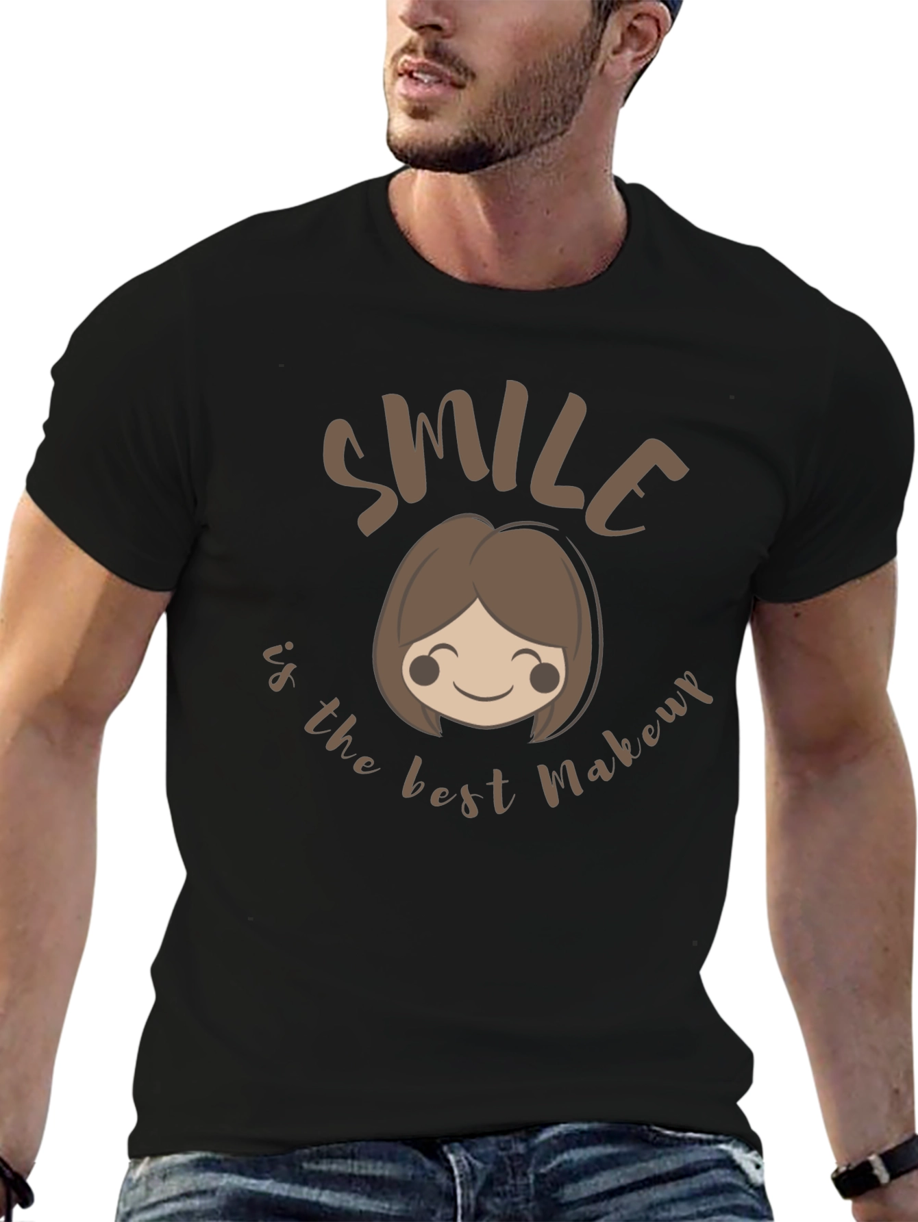 Smile is the Best Makeup Black T-Shirt