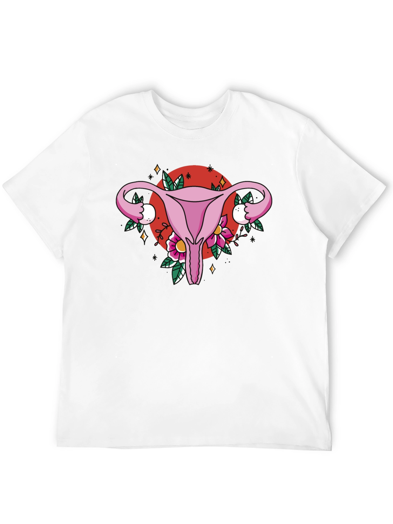 Uterus Floral Graphic Tee - Black Cotton T-Shirt